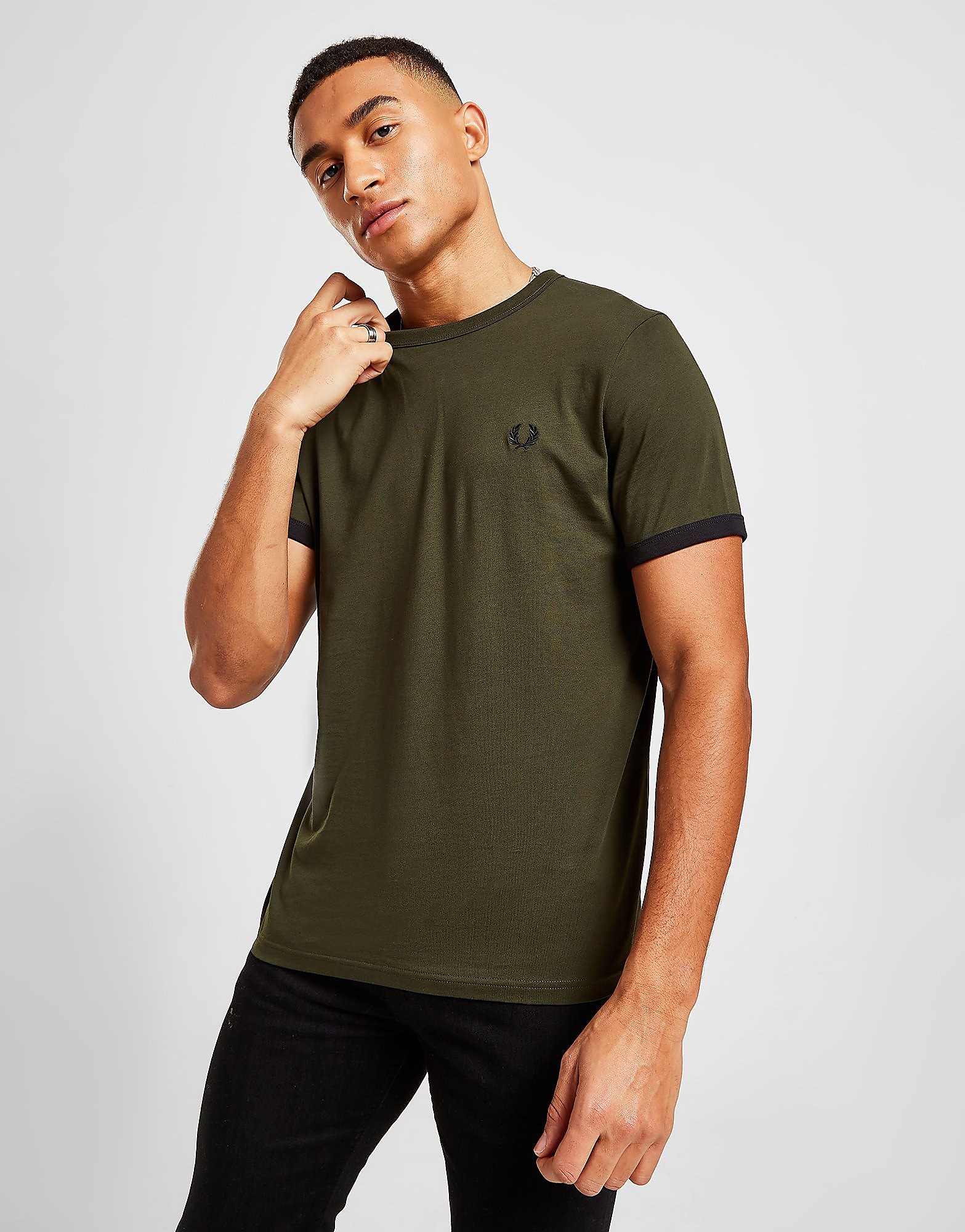 

Fred Perry Ringer T-Shirt - Green - Mens, Green