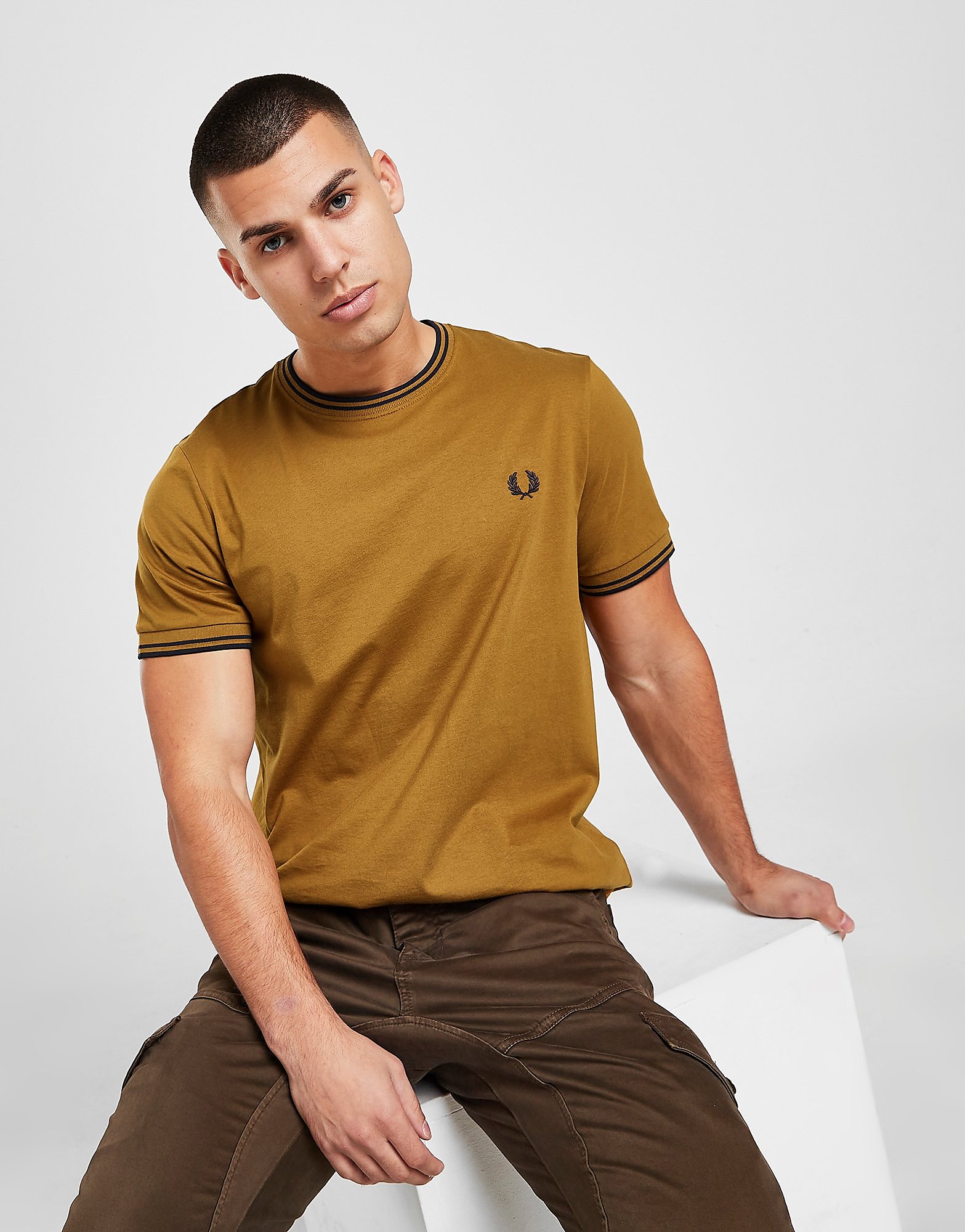 

Fred Perry Twin Tipped T-Shirt - Brown - Mens, Brown