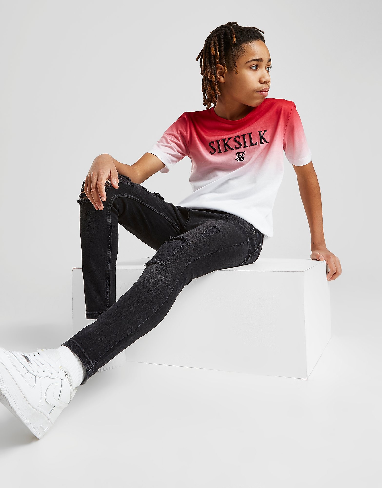 

SikSilk Distressed Skinny Jeans Junior - Black - Kids, Black