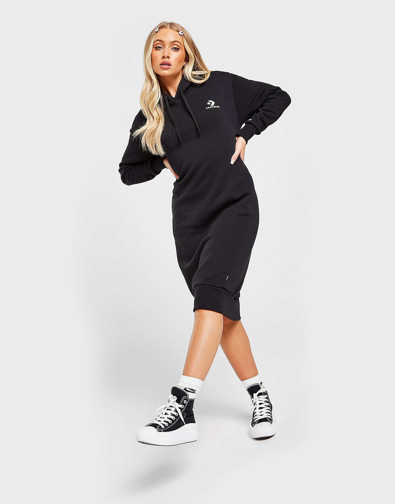 

Converse Chevron Logo Hoodie Dress - Black - Womens, Black