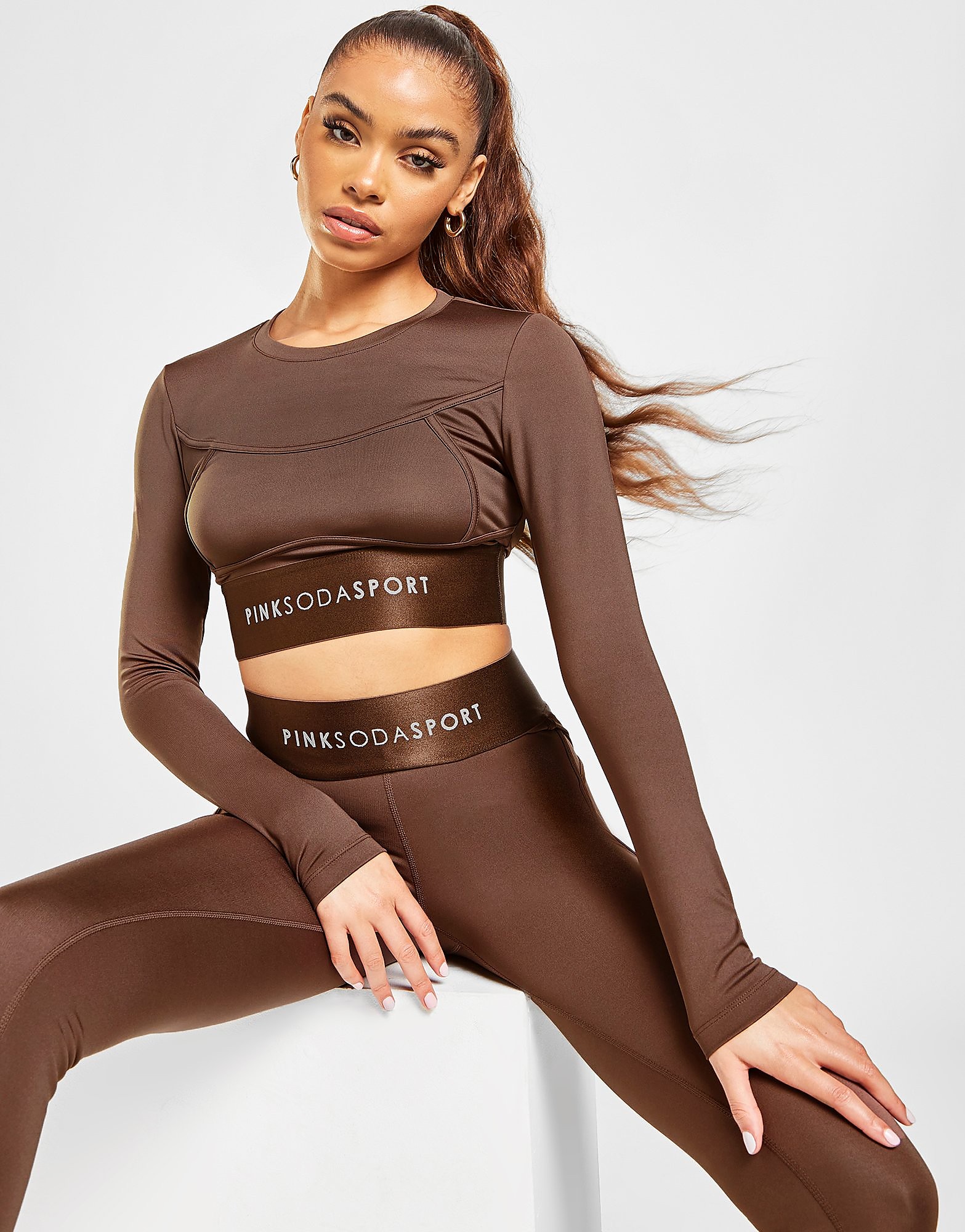 

Pink Soda Sport Contour Long Sleeve Top - Only at JD - Brown - Womens, Brown
