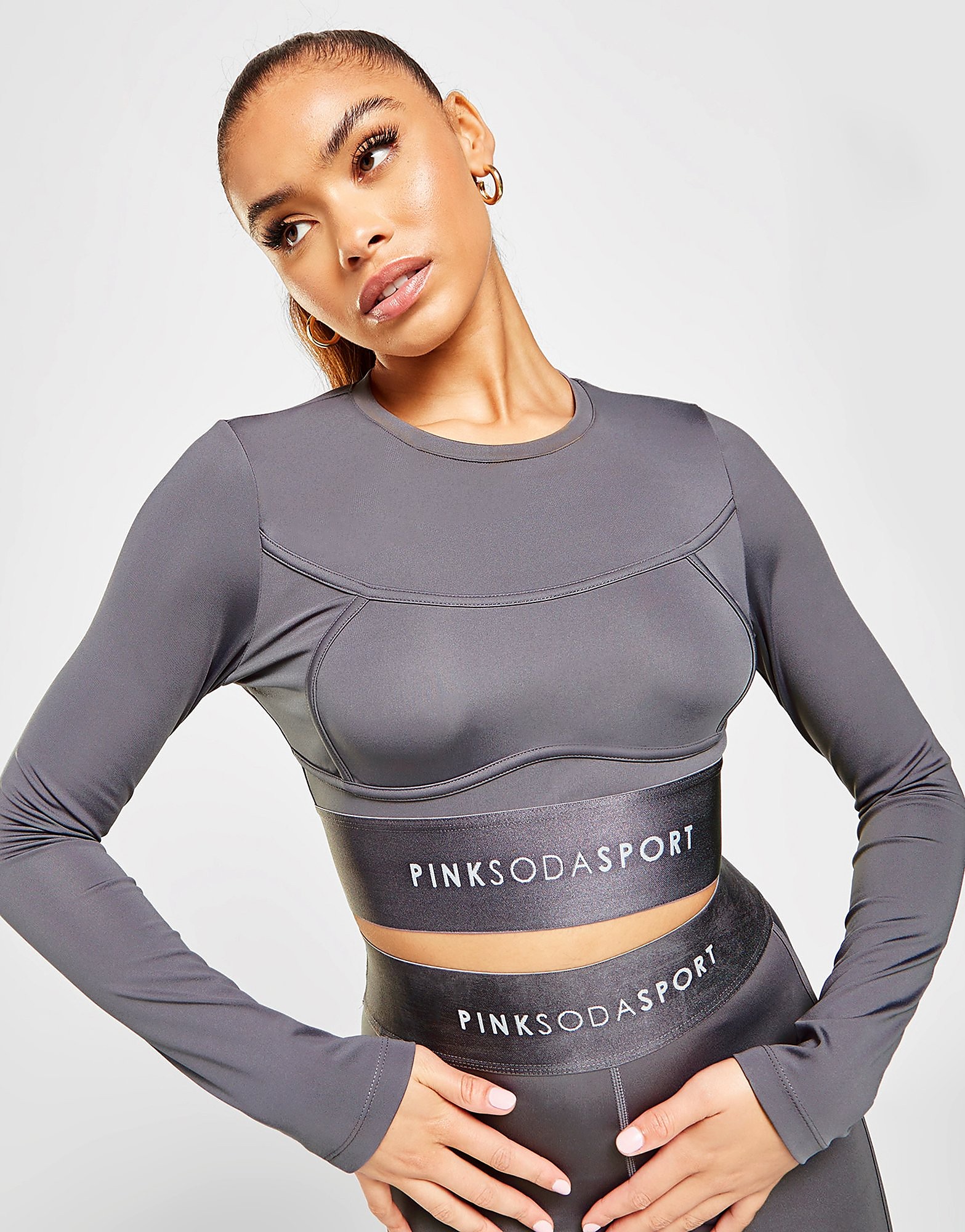 

Pink Soda Sport Contour Long Sleeve Top - Grey - Womens, Grey