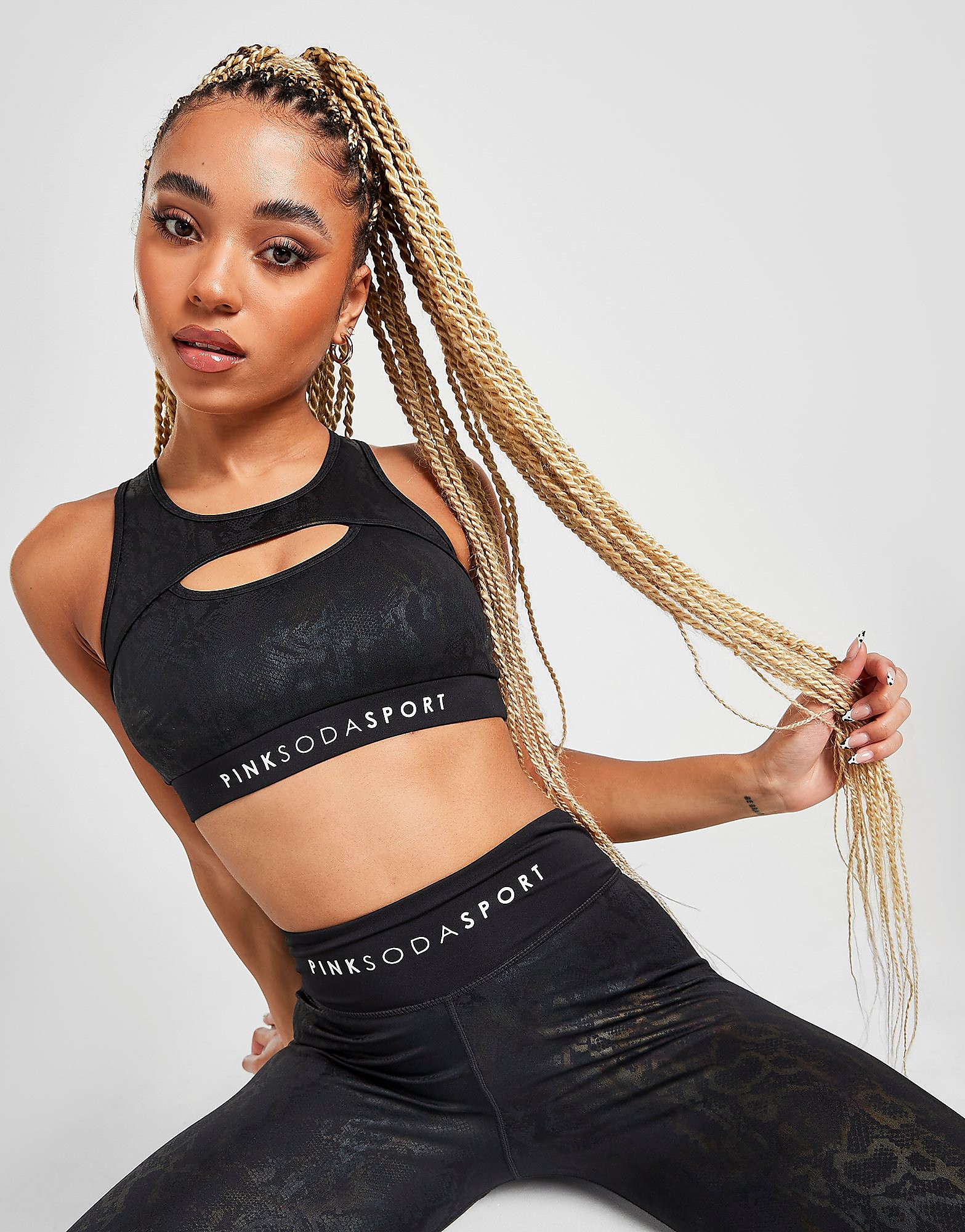 Pink Soda Sport Snake Bra - Black - Womens, Black