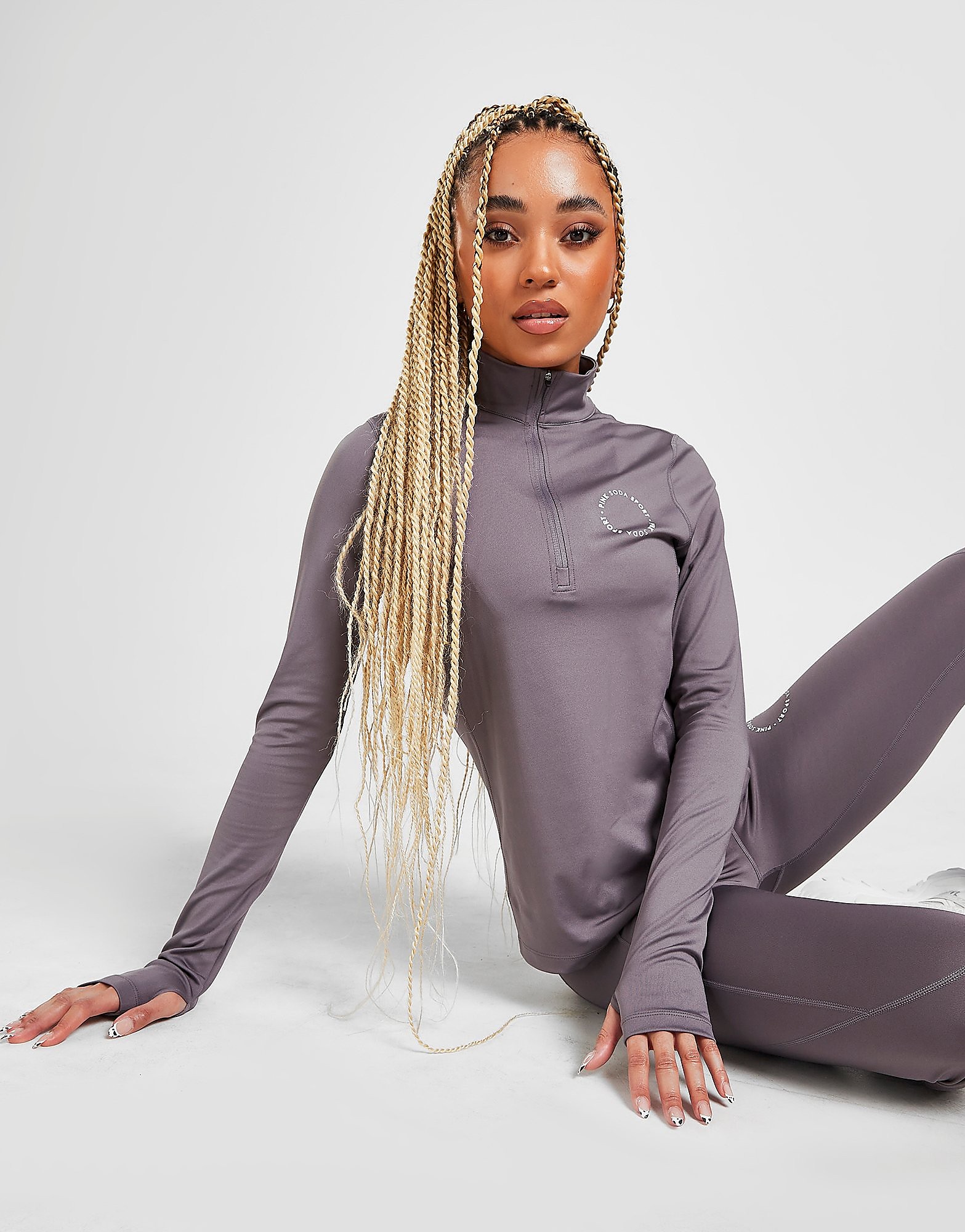 

Pink Soda Sport Olympic 1/4 Zip Top - Grey - Womens, Grey
