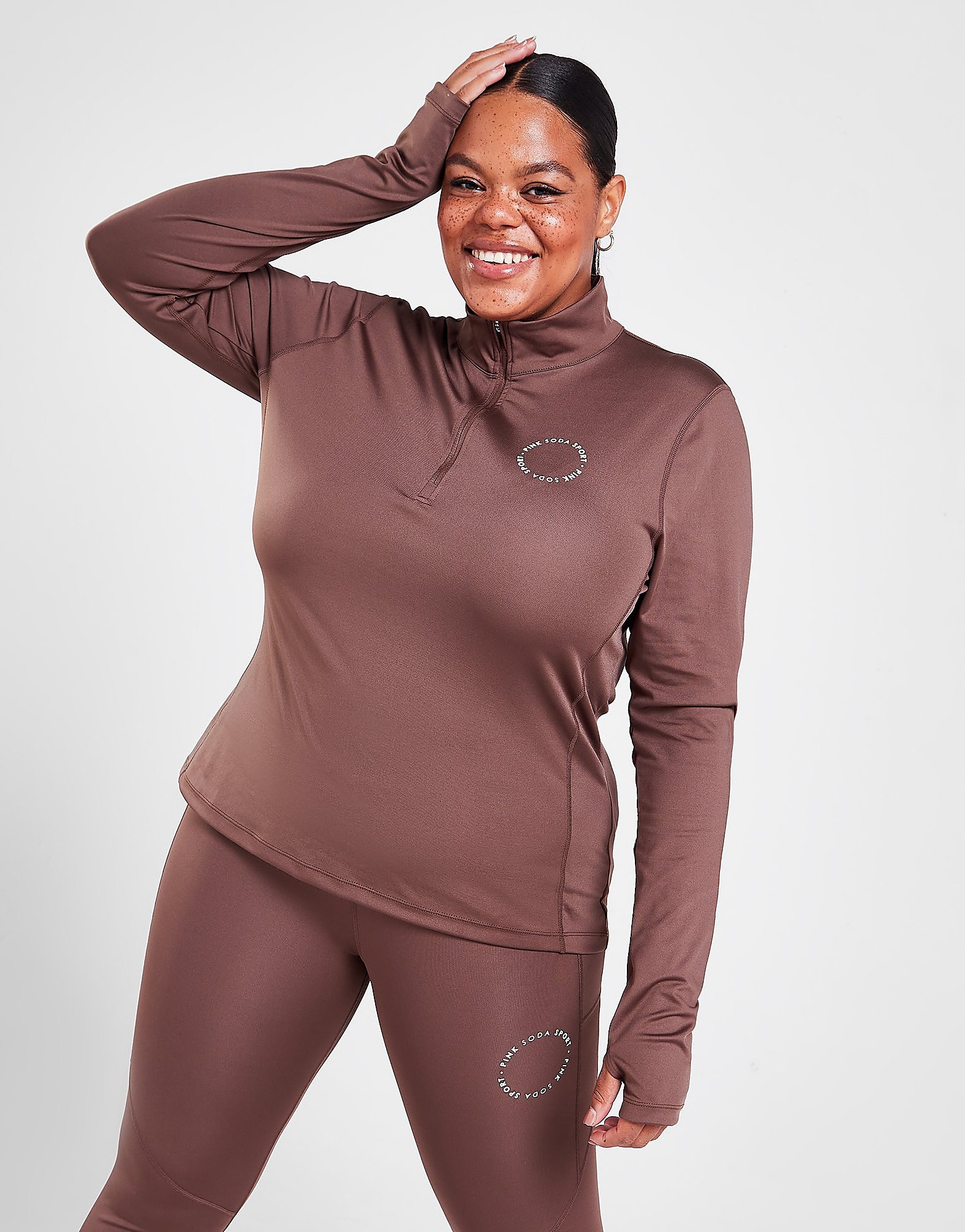 

Pink Soda Sport Plus Size Olympic 1/4 Zip Top - Only at JD - Brown - Womens, Brown