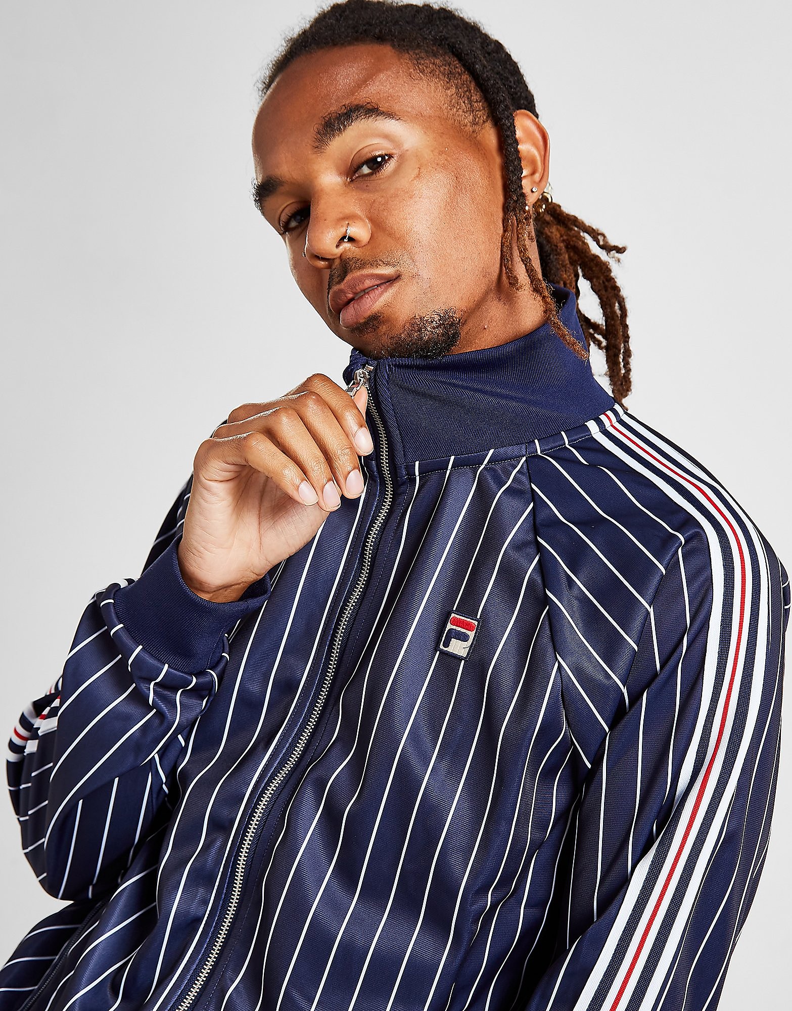 Fila Mitch Striped Track Top - Only at JD - Blue - Mens, Blue