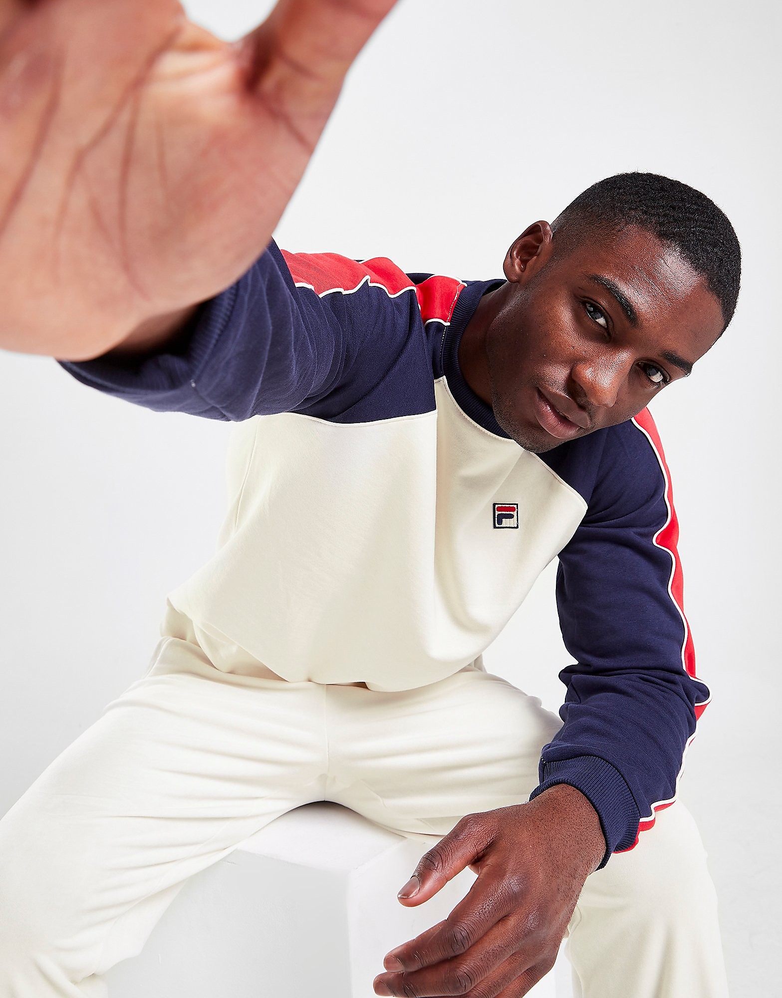 

Fila Nestor Colour Block Crew Sweatshirt - Only at JD - White/Navy - Mens, White/Navy