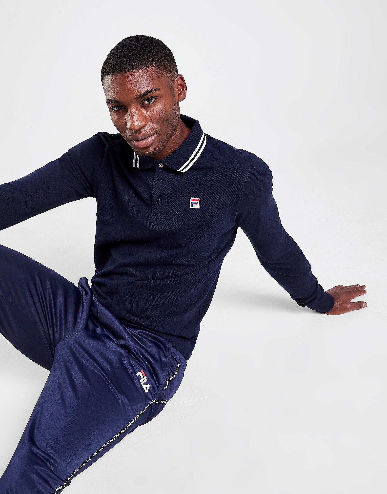 

Fila Monte Long Sleeve Polo Shirt - Only at JD - Navy - Mens, Navy