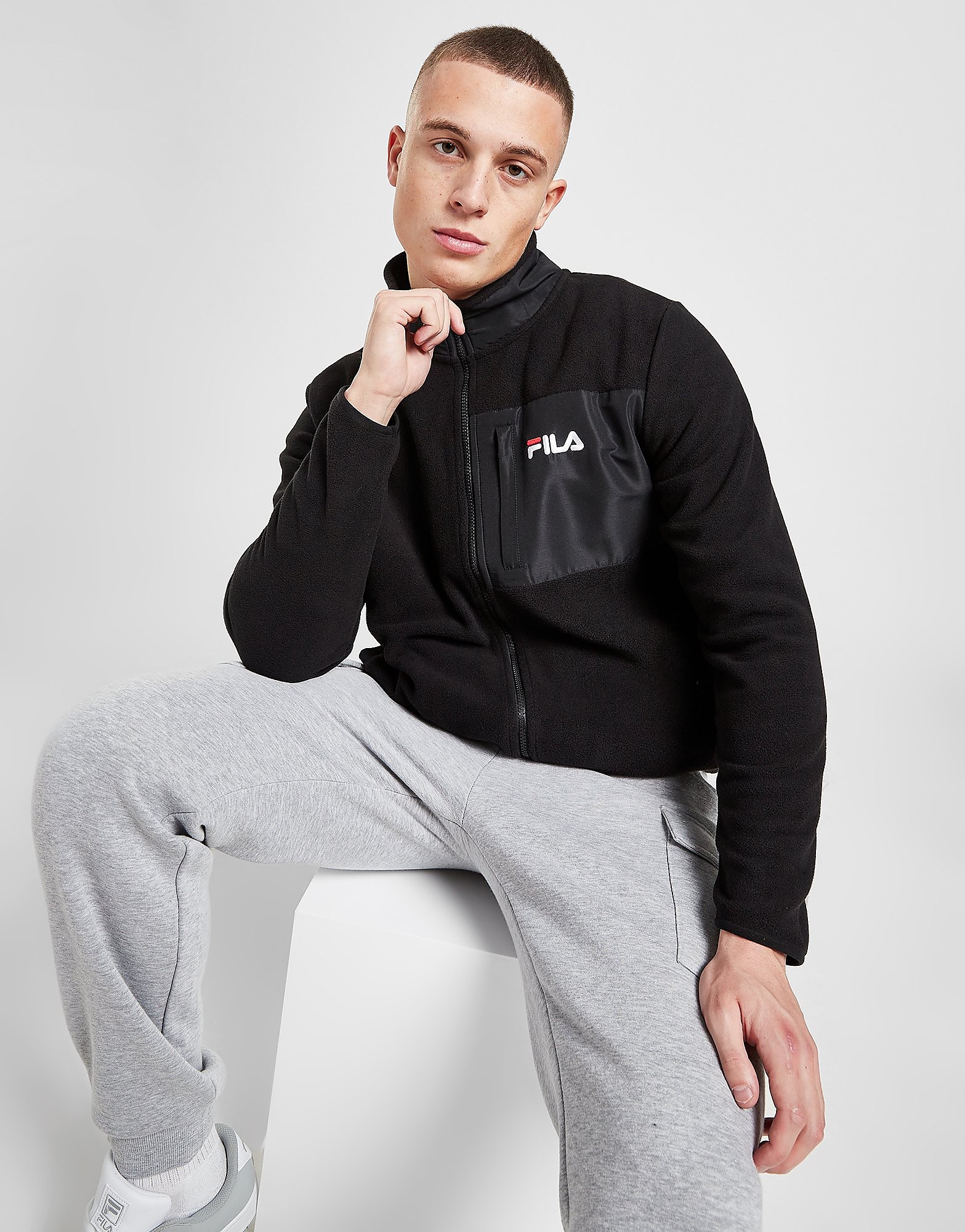 Fila Cian Poly Fleece Full Zip Top - Only at JD - Black - Mens, Black