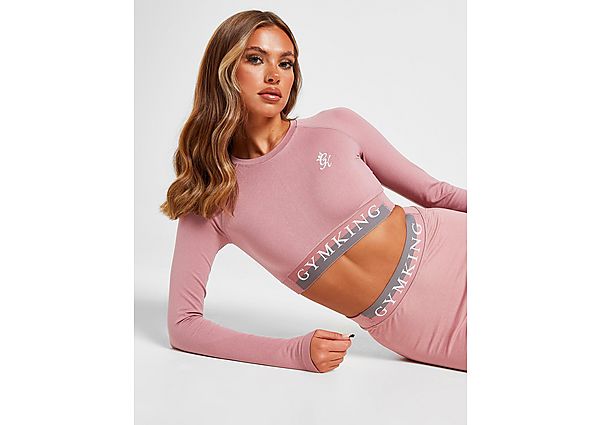 Gym King Sports Results Long Sleeve Crop Top - Pink, Pink