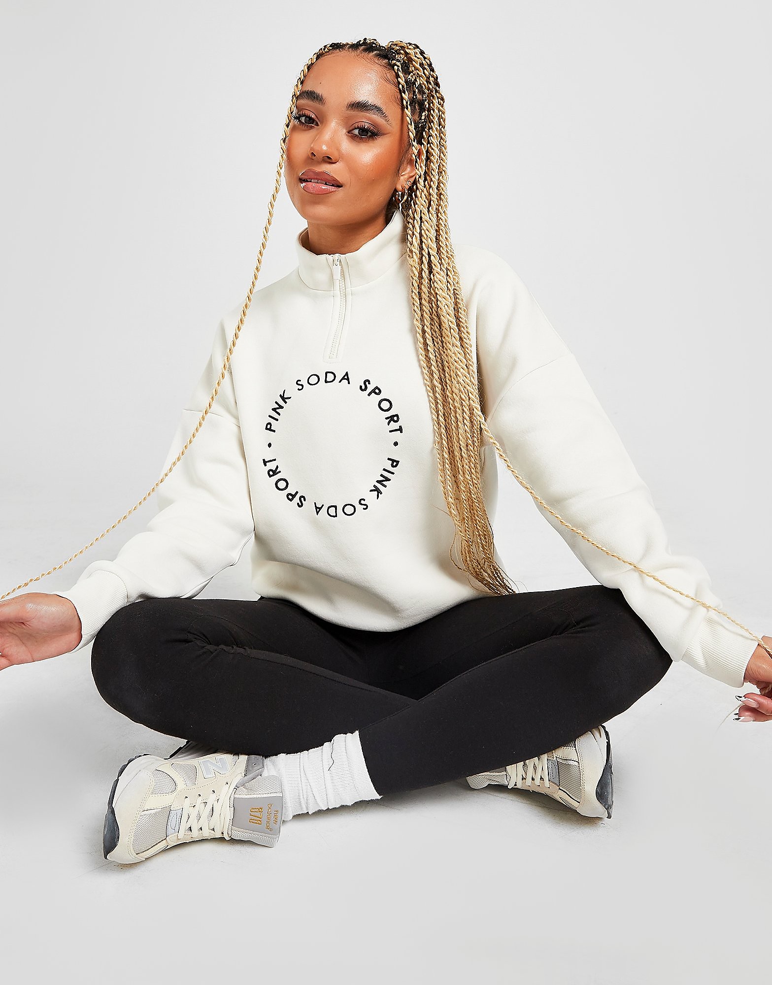 

Pink Soda Sport Circle Essential Boyfriend 1/4 Zip Top - Only at JD - White - Womens, White