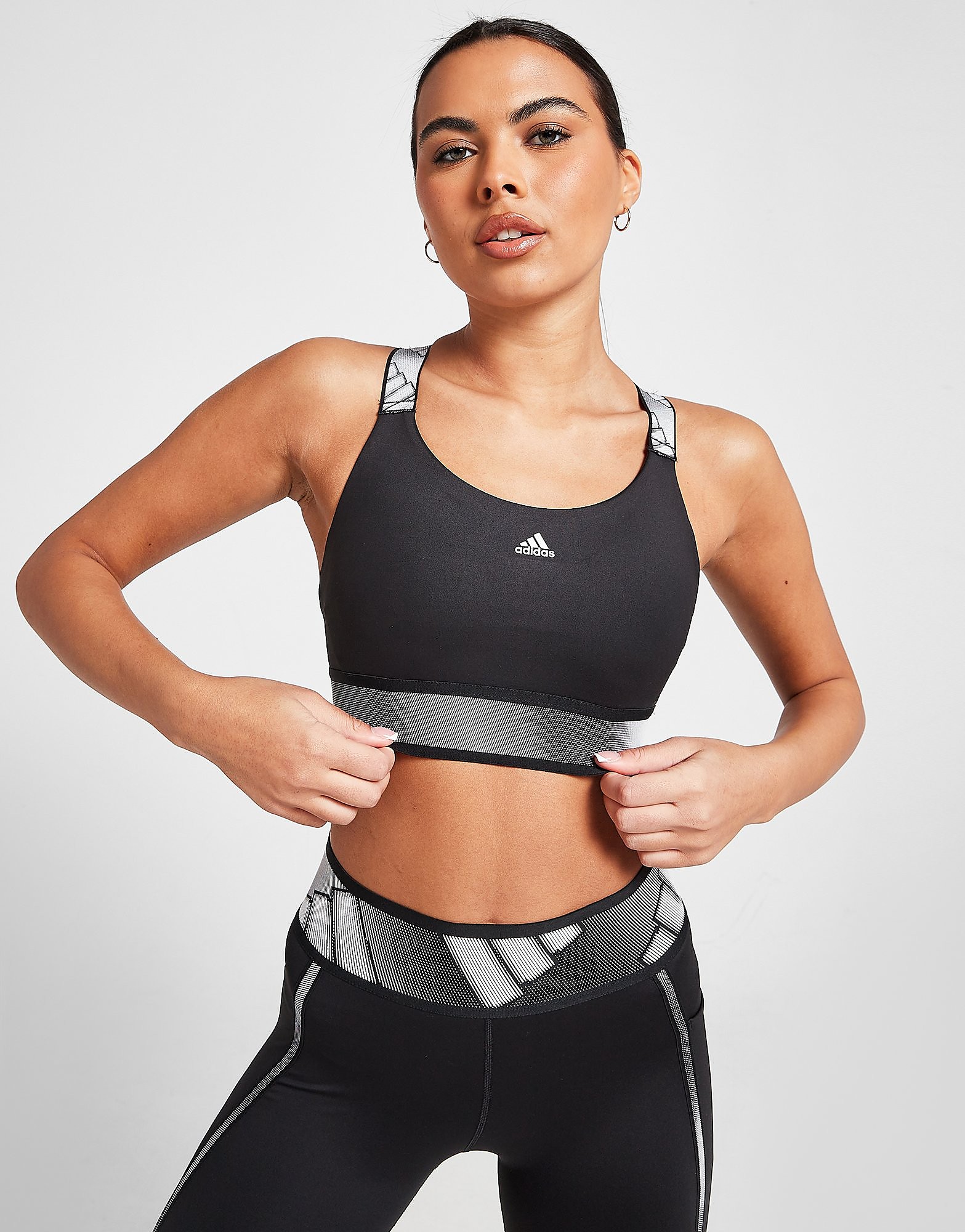 

adidas Adilife Sports Bra - Black / White - Womens, Black / White