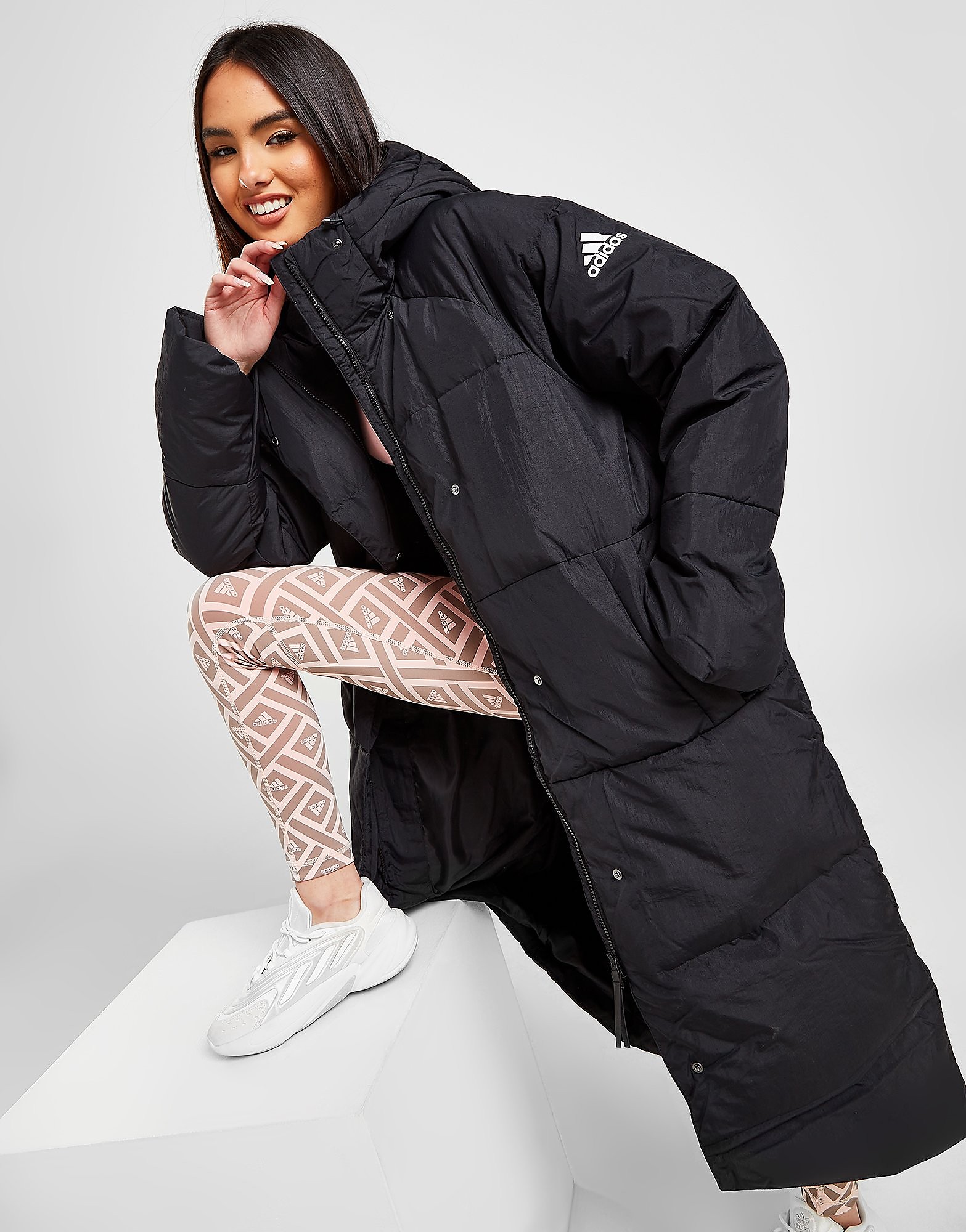 

adidas Big Baffle Down Coat - Black - Womens, Black