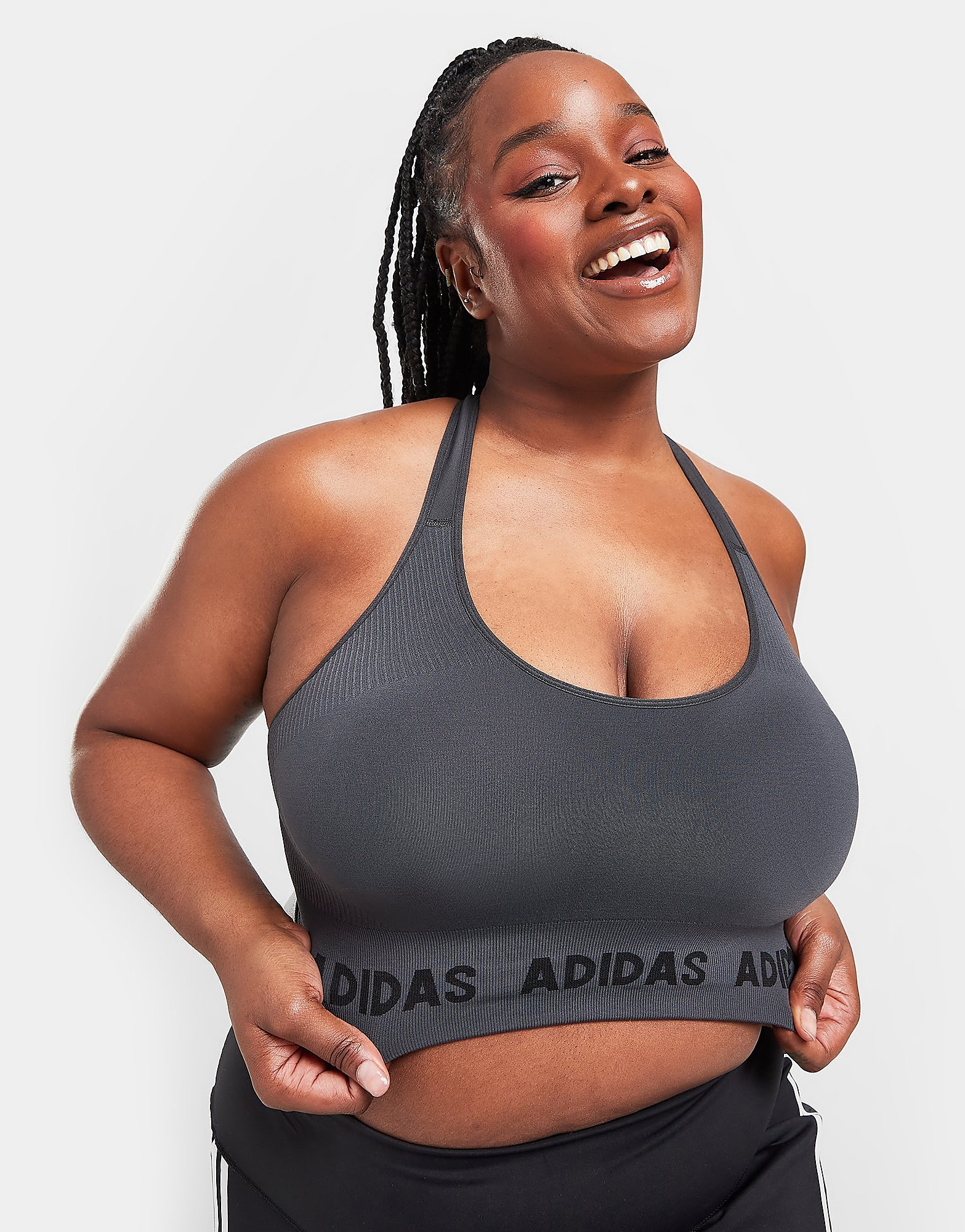 

adidas Aeroknit Seamless Plus Size Sports Bra - Dgh Solid Grey - Womens, Dgh Solid Grey