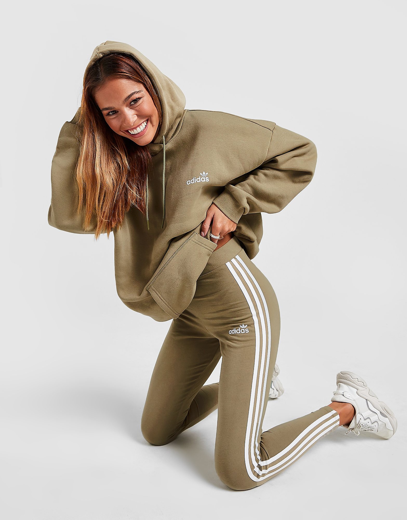 

adidas Originals 3-Stripes Linear Leggings - Only at JD - Green - Womens, Green