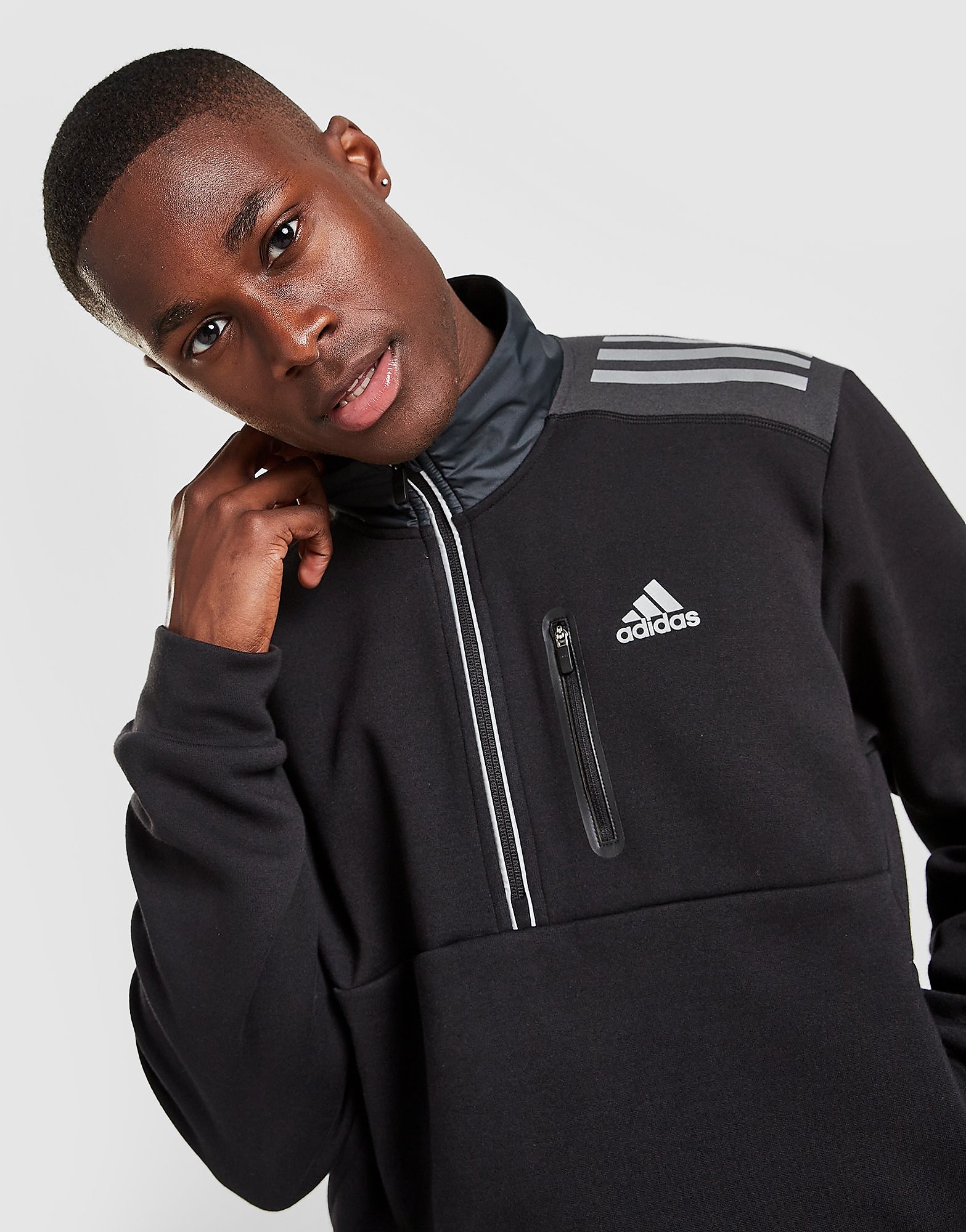 adidas Tech 1/2 Zip Top - Only at JD - Black - Mens, Black