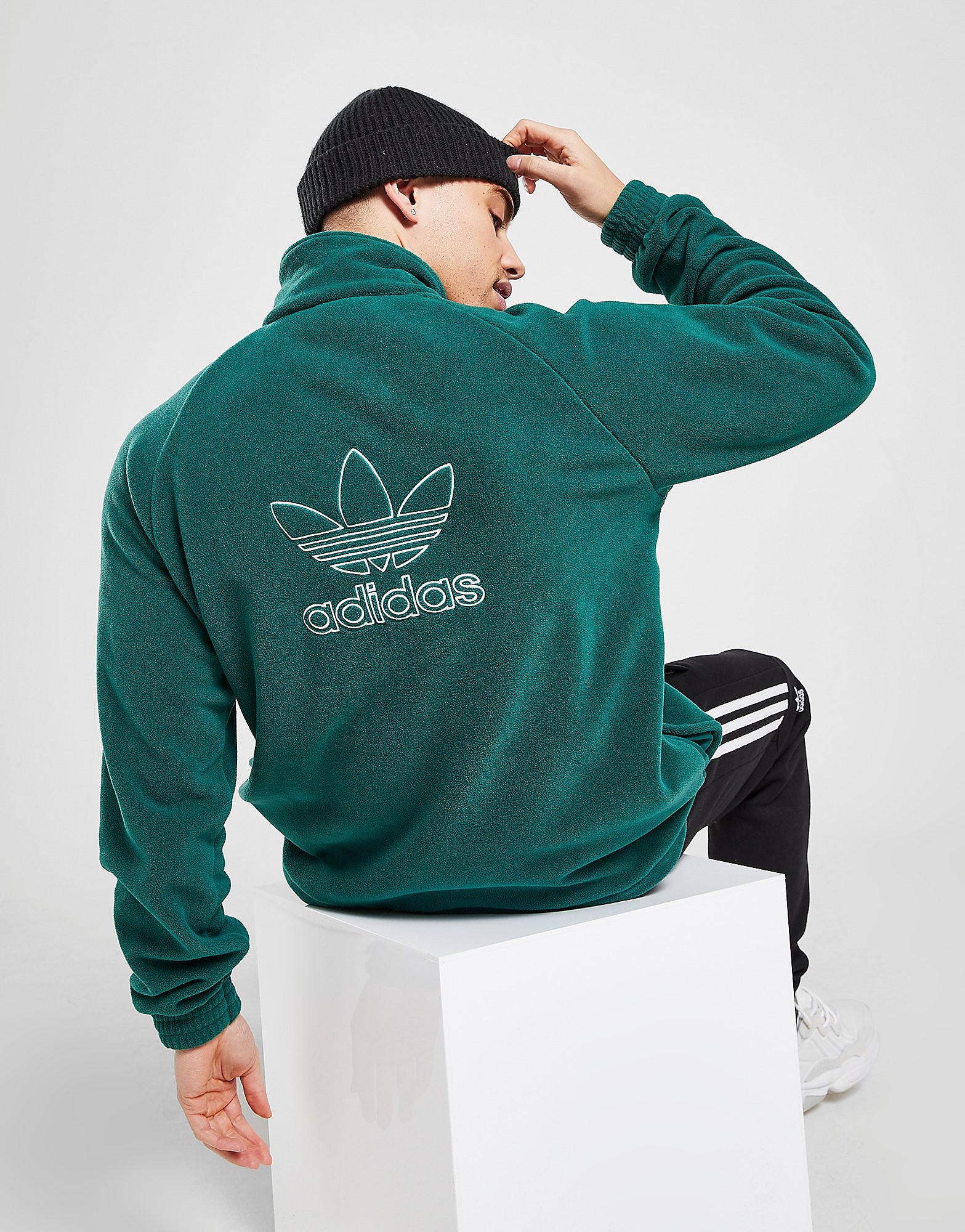 

adidas Originals Teddy Fleece Half Zip Sweatshirt - Collegiate Green - Mens, Collegiate Green