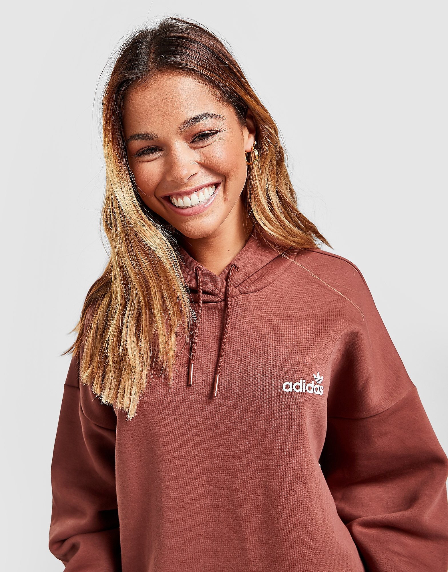 

adidas Originals Linear Fleece Overhead Hoodie - Only at JD - Brown - Womens, Brown
