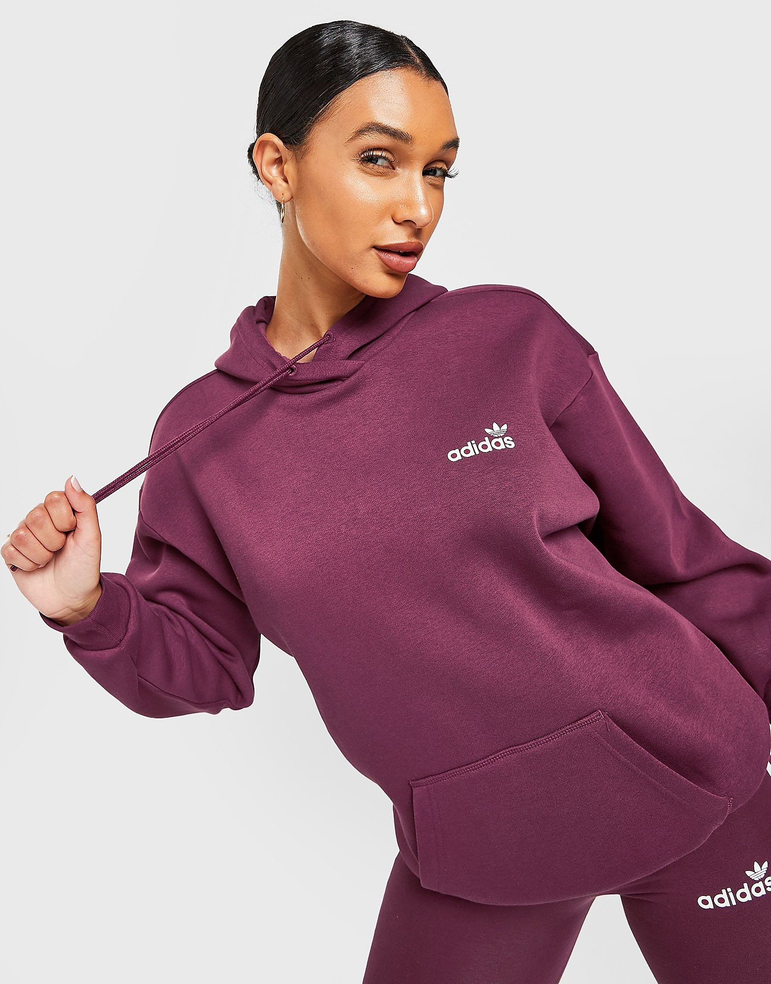 

adidas Originals 3-Stripes Linear Overhead Hoodie - Red - Womens, Red
