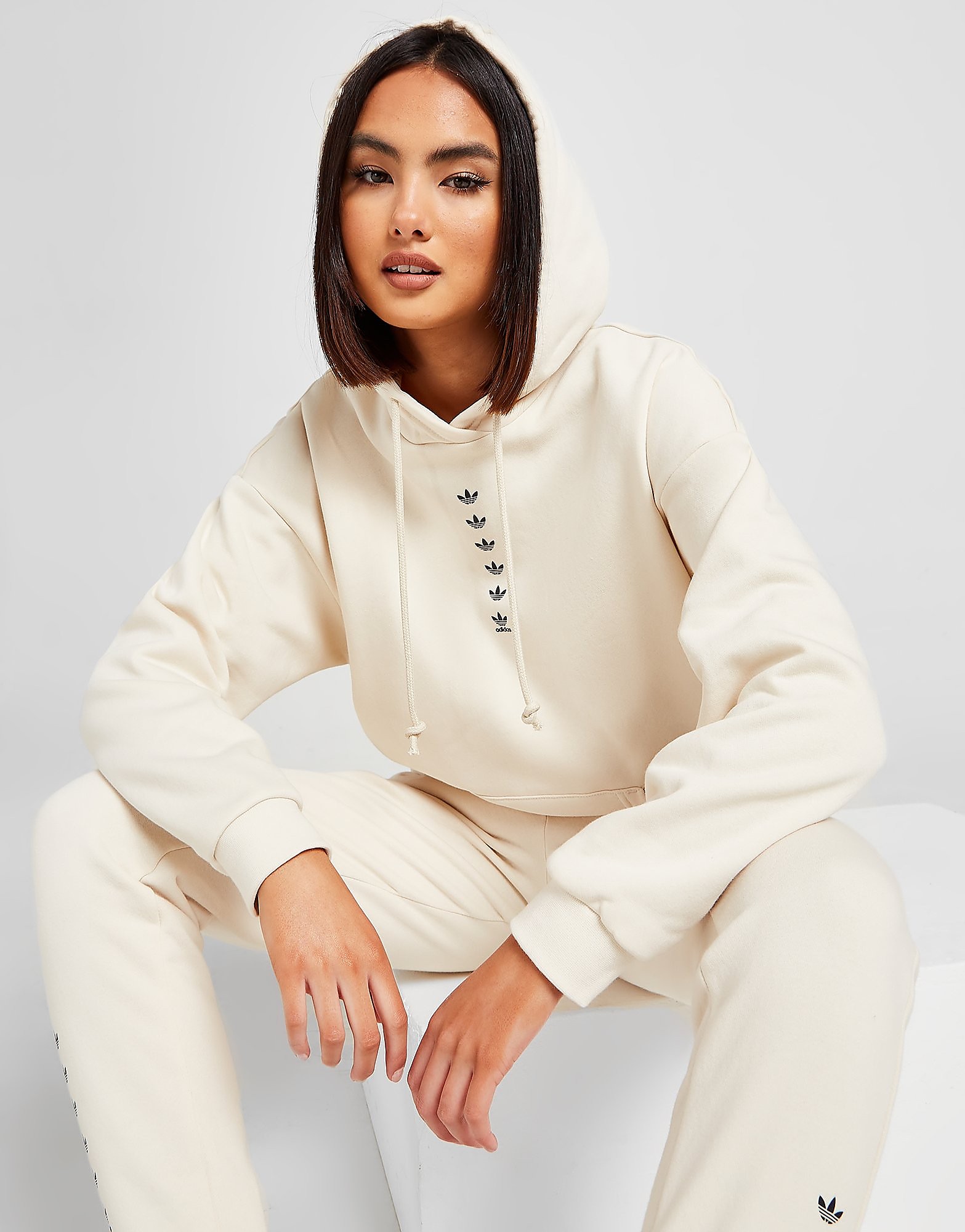 

adidas Originals Micro Trefoil Hoodie - White - Womens, White