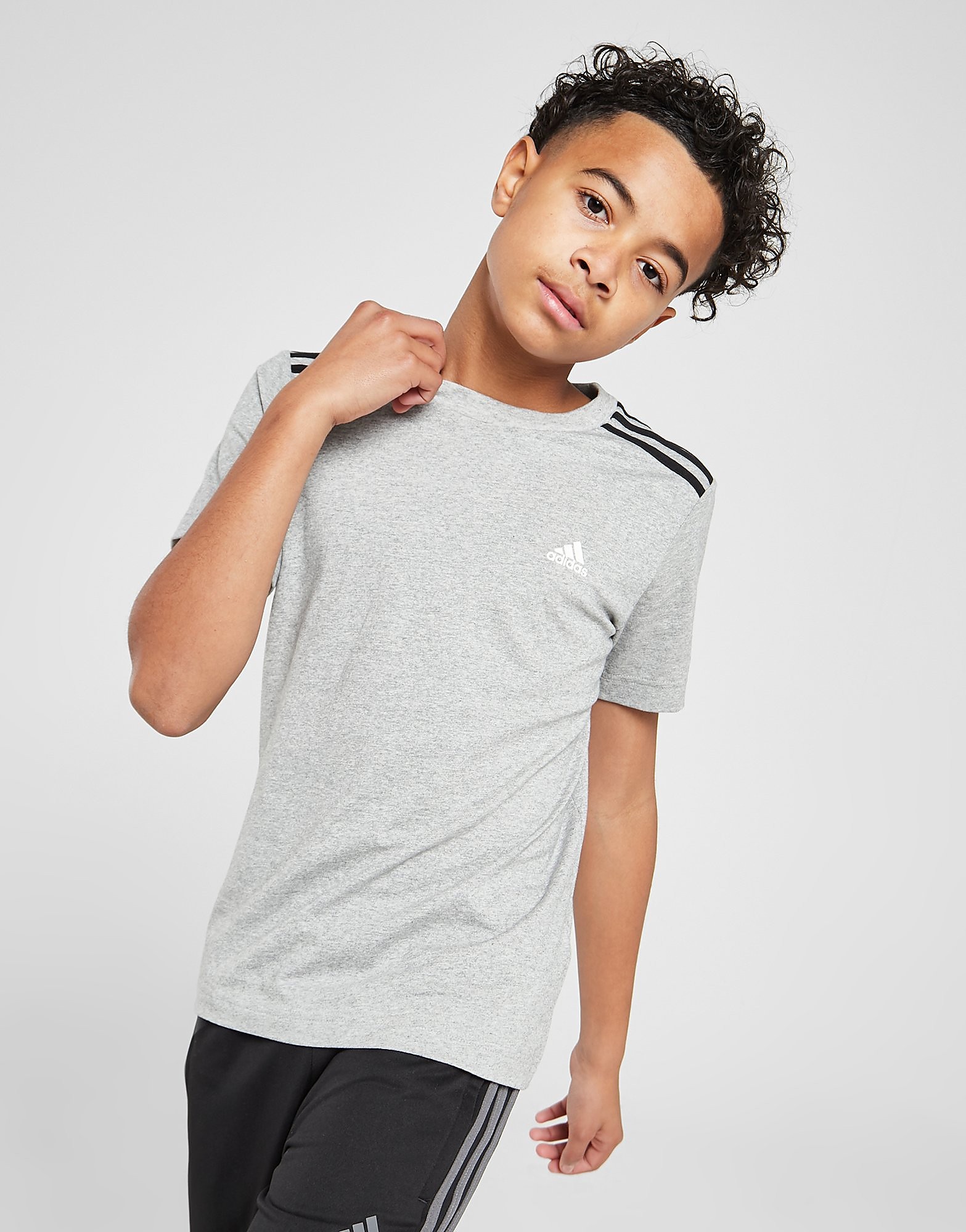 

adidas 3-Stripes Sport T-Shirt Junior - Only at JD - Grey - Kids, Grey