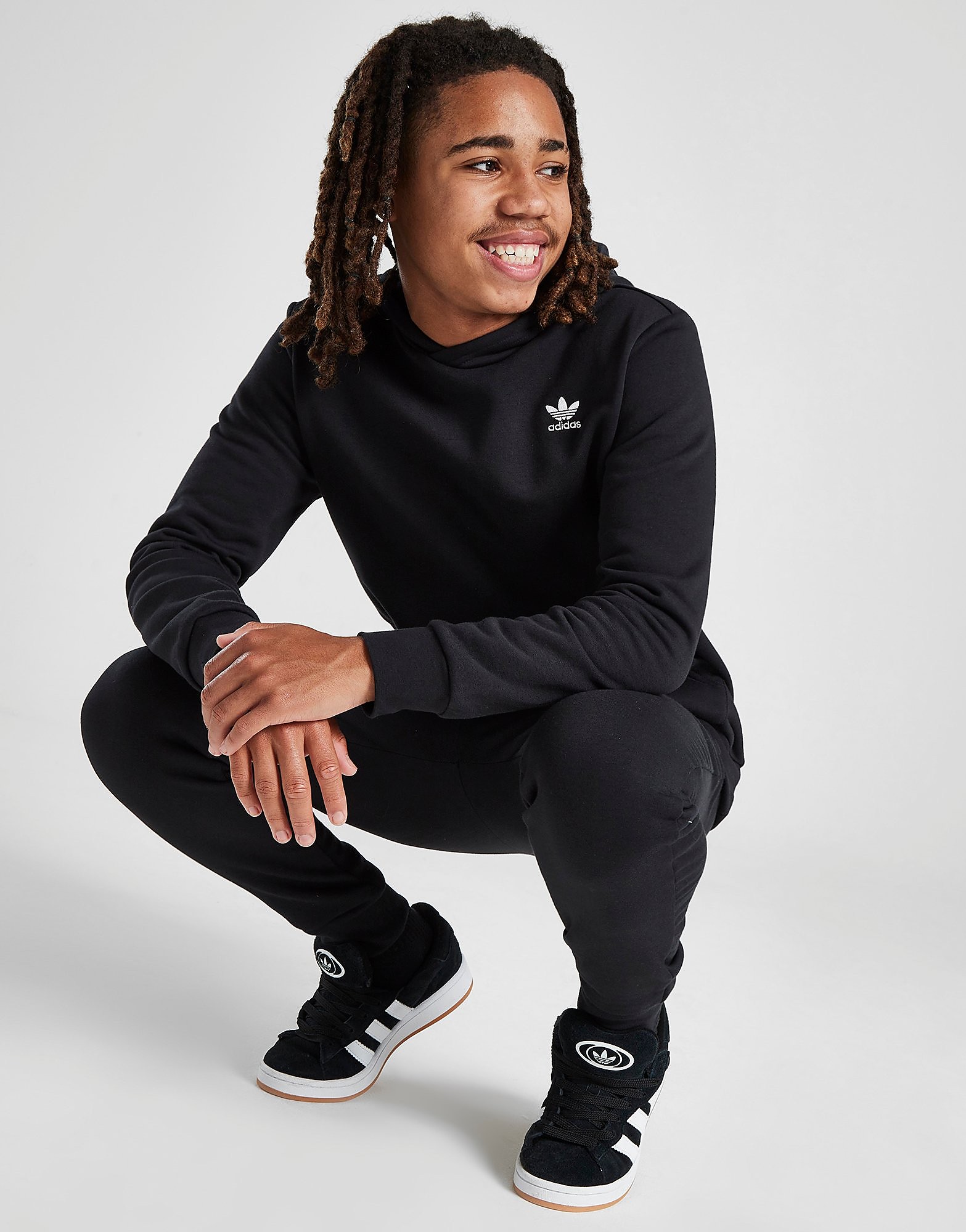 

adidas Originals Trefoil Essential Hoodie Junior - Black / White - Kids, Black / White