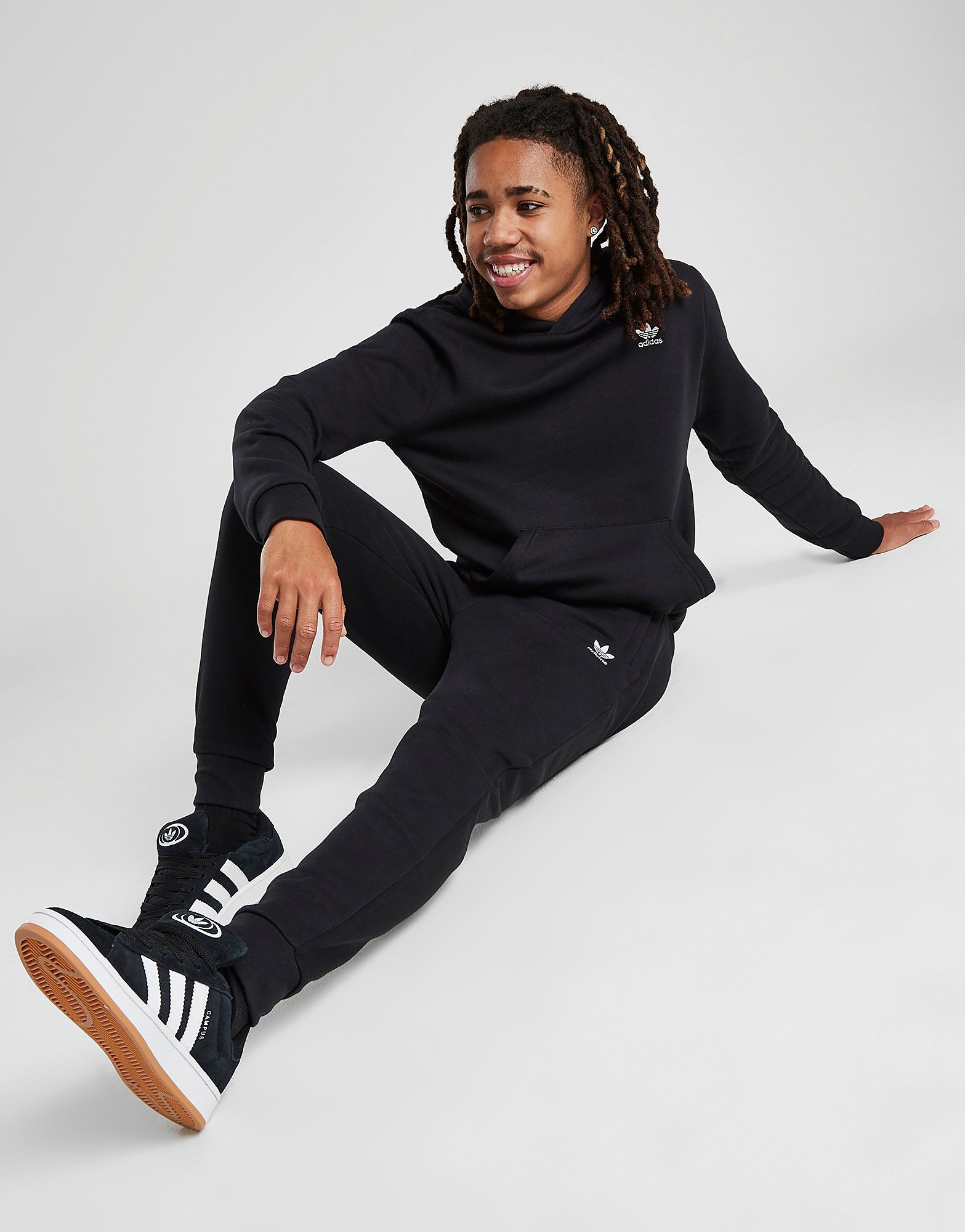 

adidas Originals Trefoil Essential Fleece Joggers Junior - Black / White - Kids, Black / White
