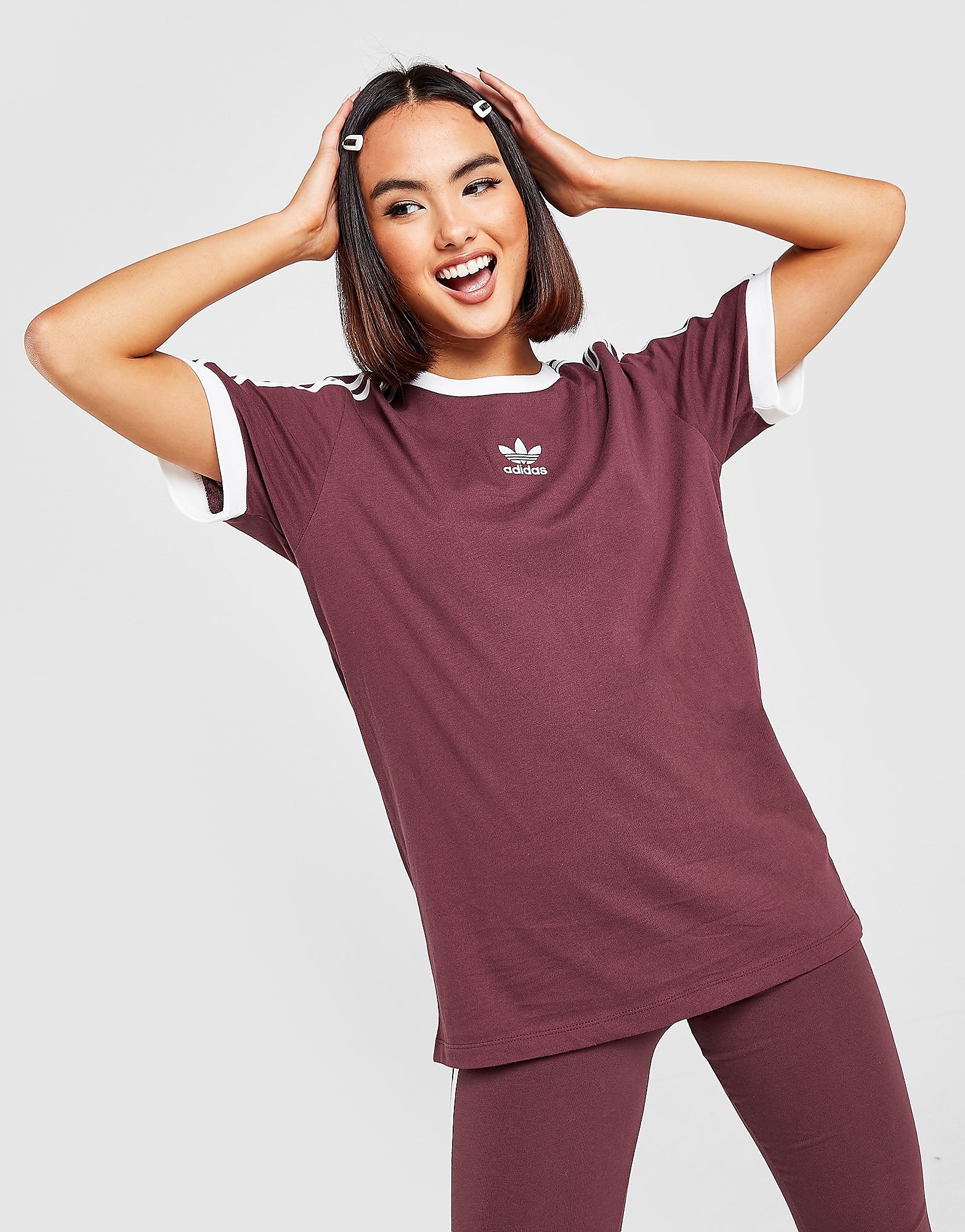 

adidas Originals 3-Stripes Trefoil T-Shirt - Red - Womens, Red
