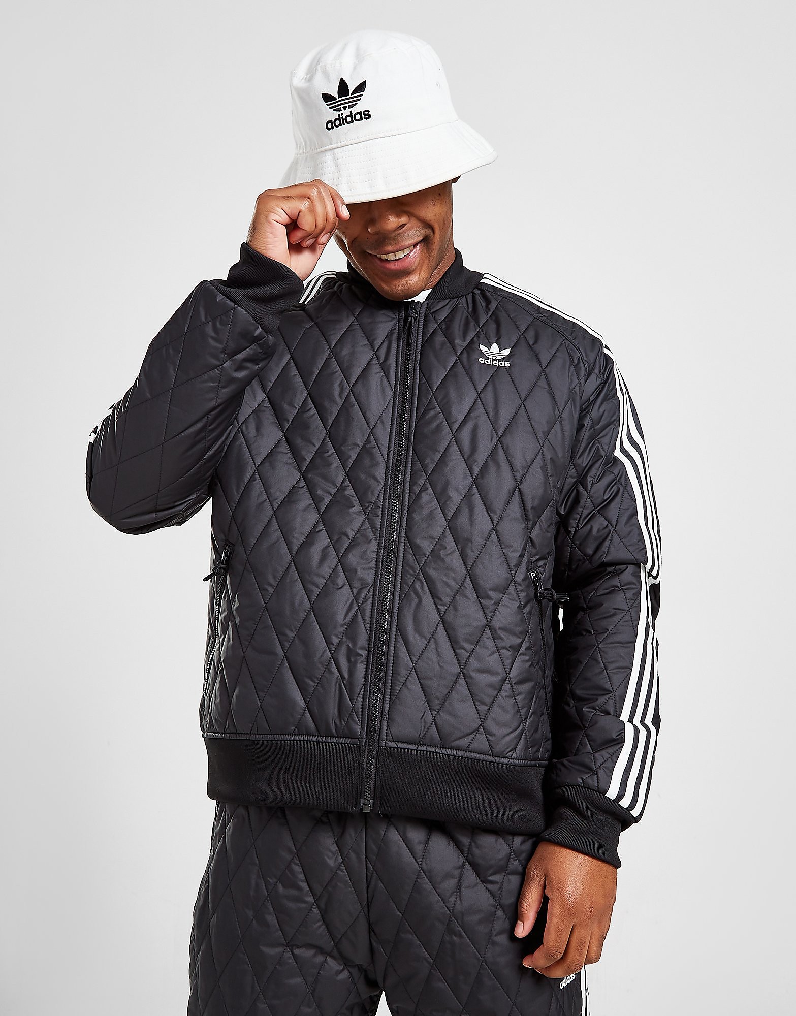 adidas Originals SS Quilted Track Top - Black - Mens, Black