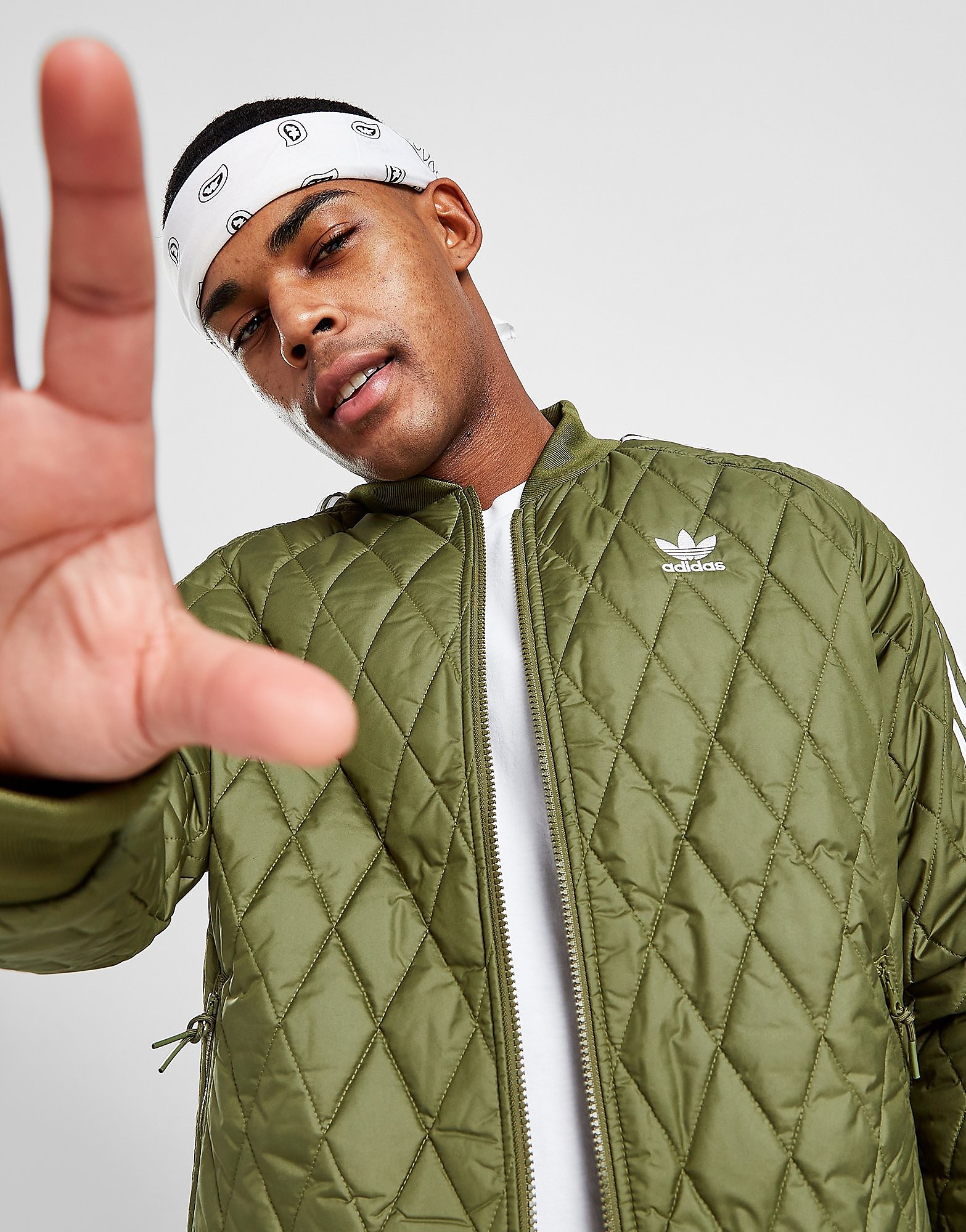 adidas Originals SS Quilted Track Top - Focus Olive - Mens, Focus Olive