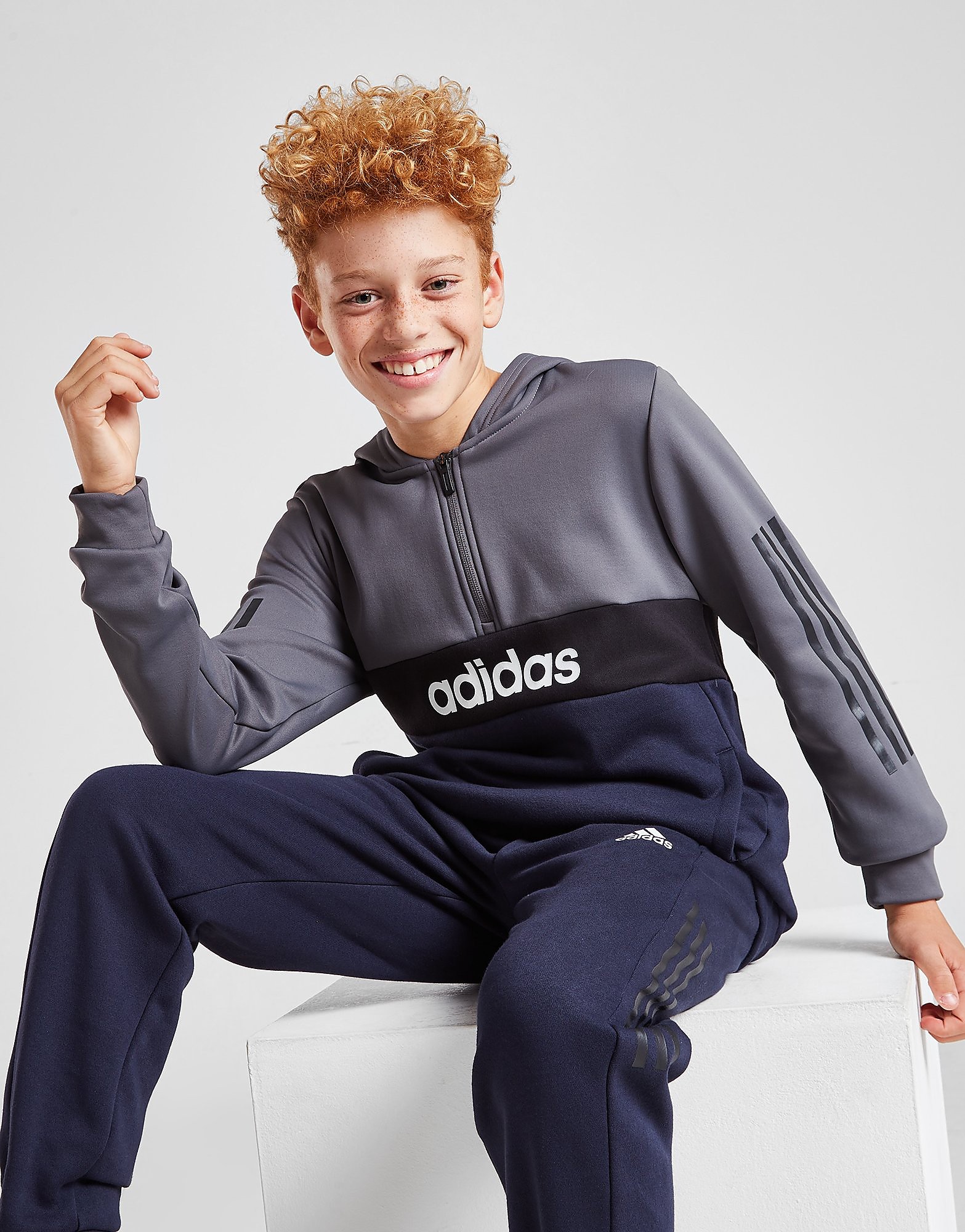 

adidas Mixed Fabric 1/2 Zip Tracksuit Junior - Only at JD - Blue - Kids, Blue