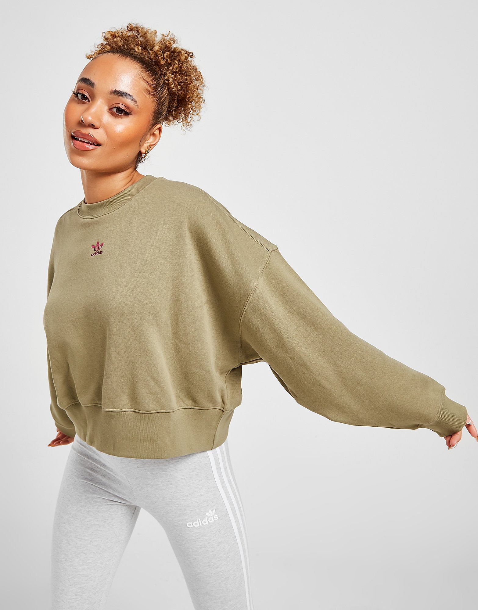 

adidas Originals Essential Crop Crew Sweatshirt - Orbit Green - Womens, Orbit Green