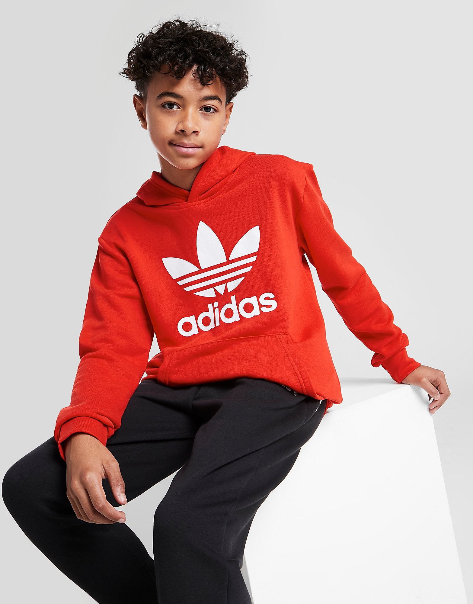 

adidas Originals Trefoil Hoodie Junior - Red / White - Kids, Red / White