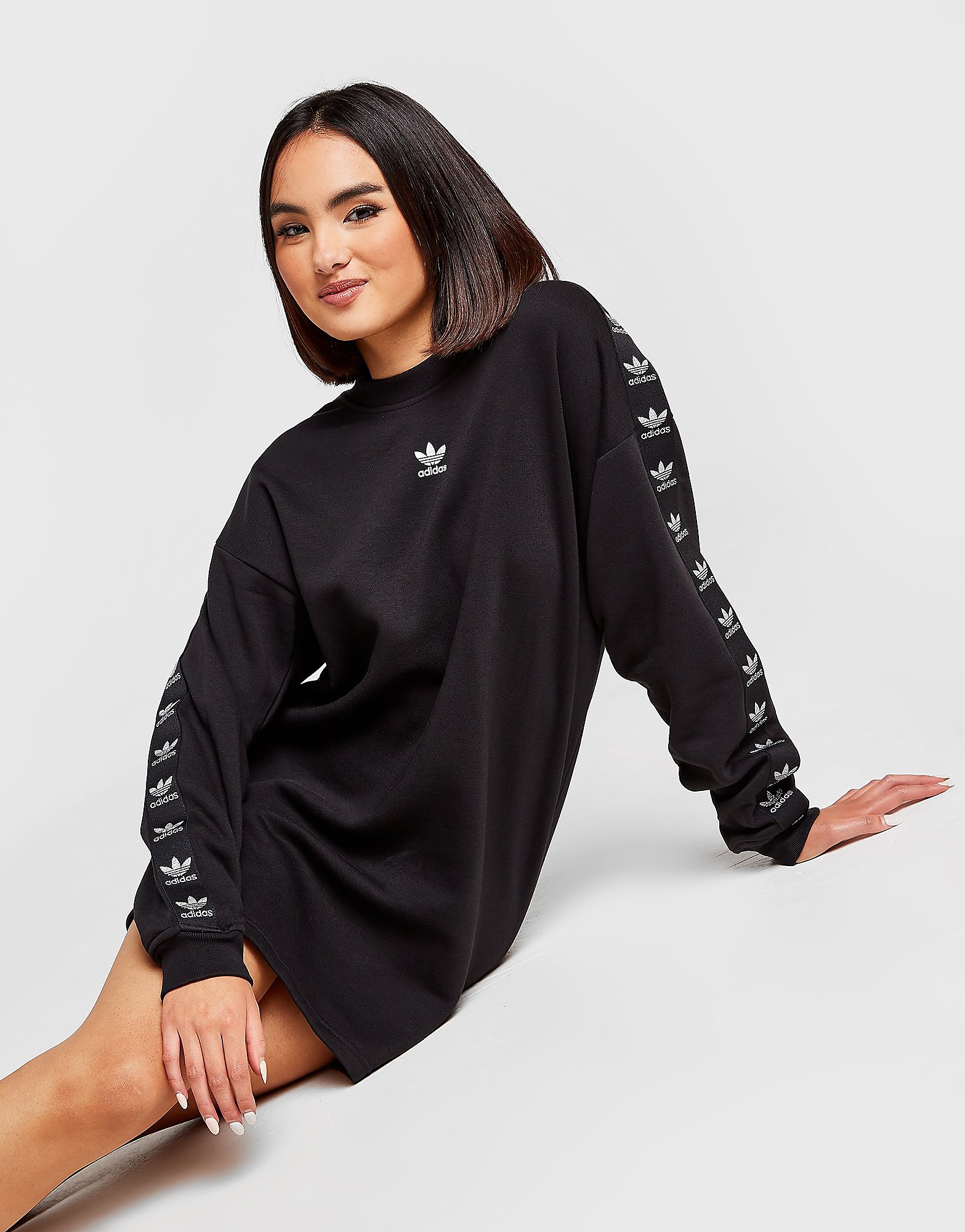 

adidas Originals Metallic Tape Dress - Black - Womens, Black