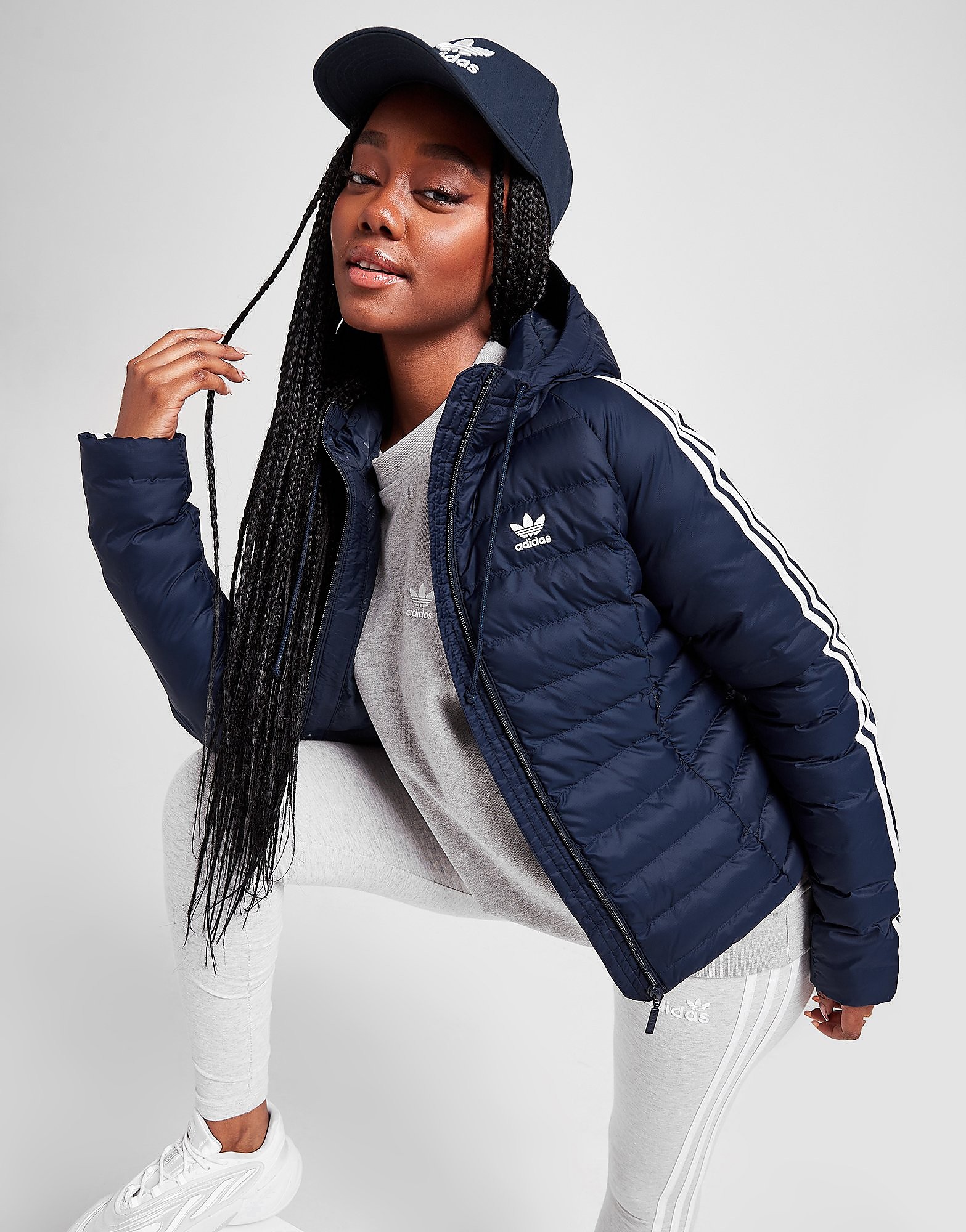 

adidas Originals 3-Stripes Slim Padded Jacket - Navy - Womens, Navy
