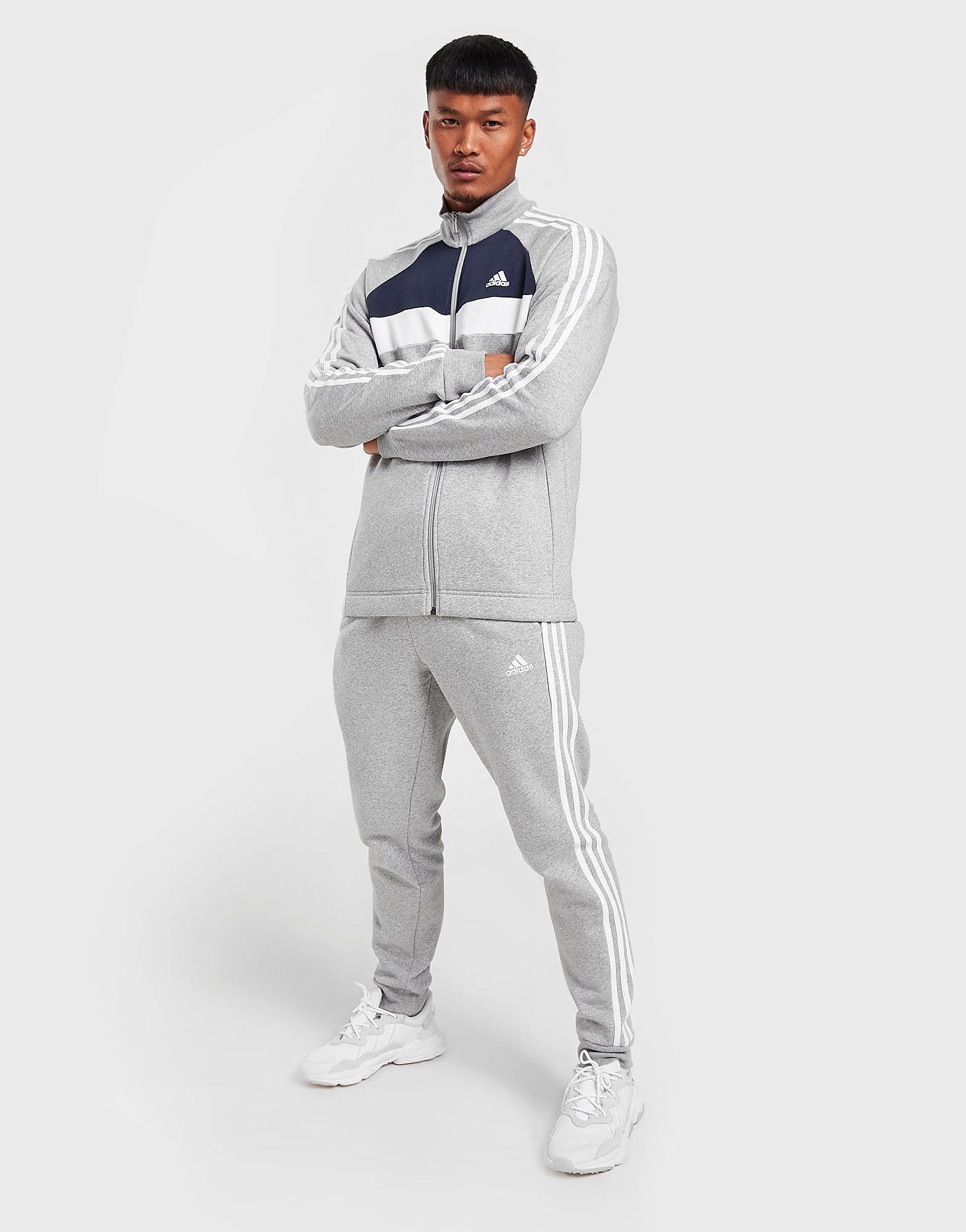 

adidas Badge of Sport Colour Block Fleece Tracksuit - Only at JD - Grey, Grey