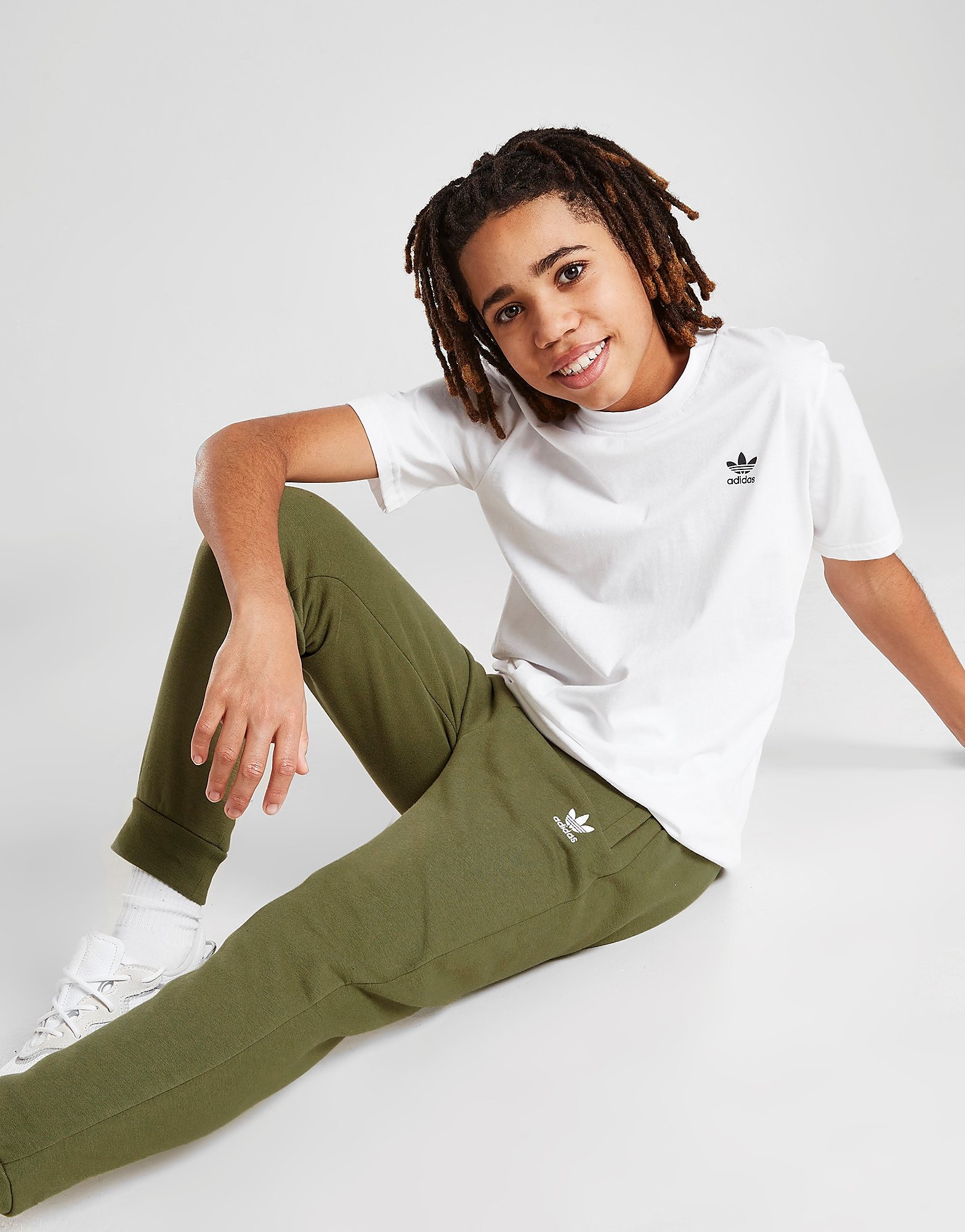 

adidas Originals Trefoil Essential Fleece Joggers Junior - Focus Olive / White - Kids, Focus Olive / White