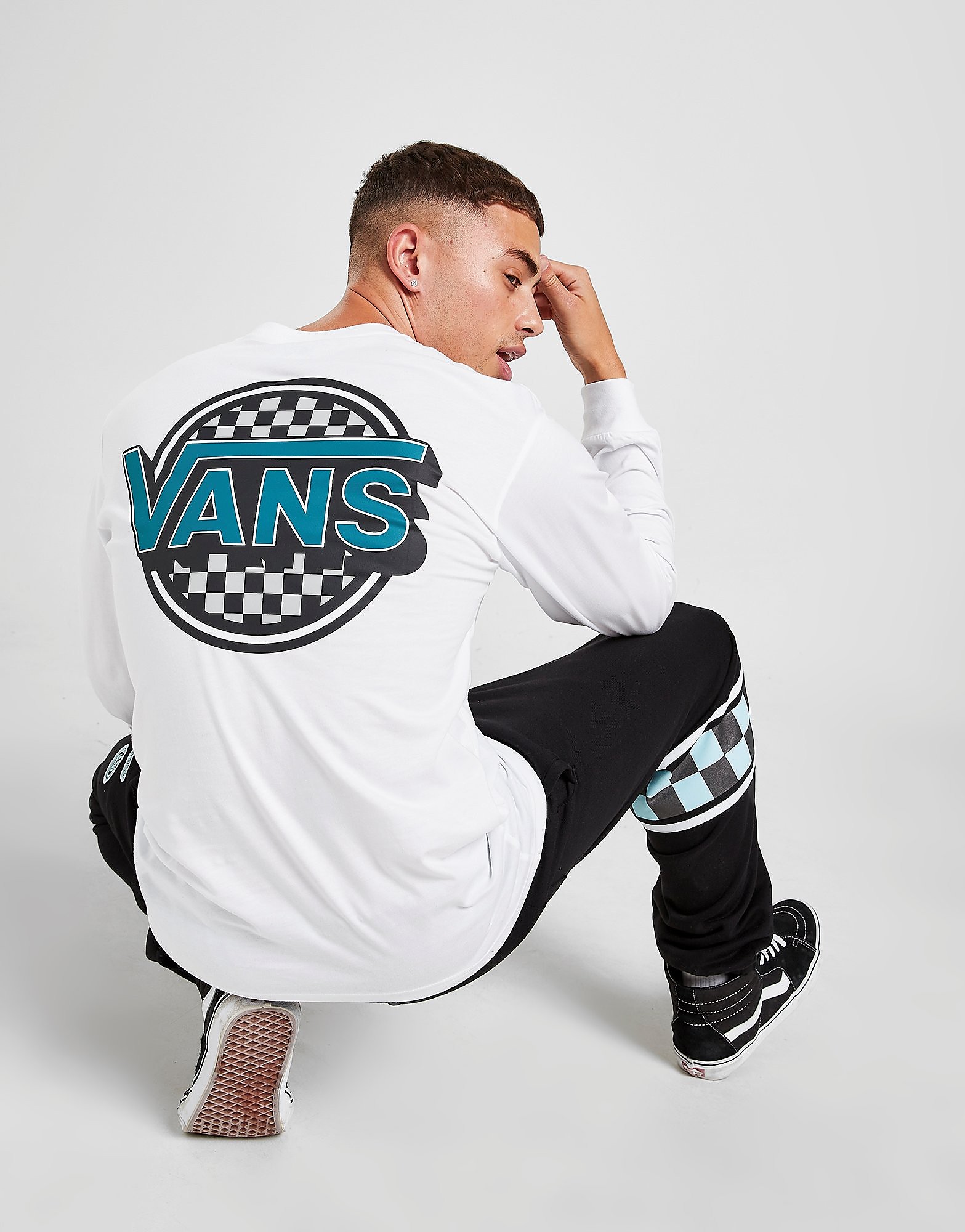 

Vans 3D Circle Check Long Sleeve T-Shirt - Only at JD - White - Mens, White