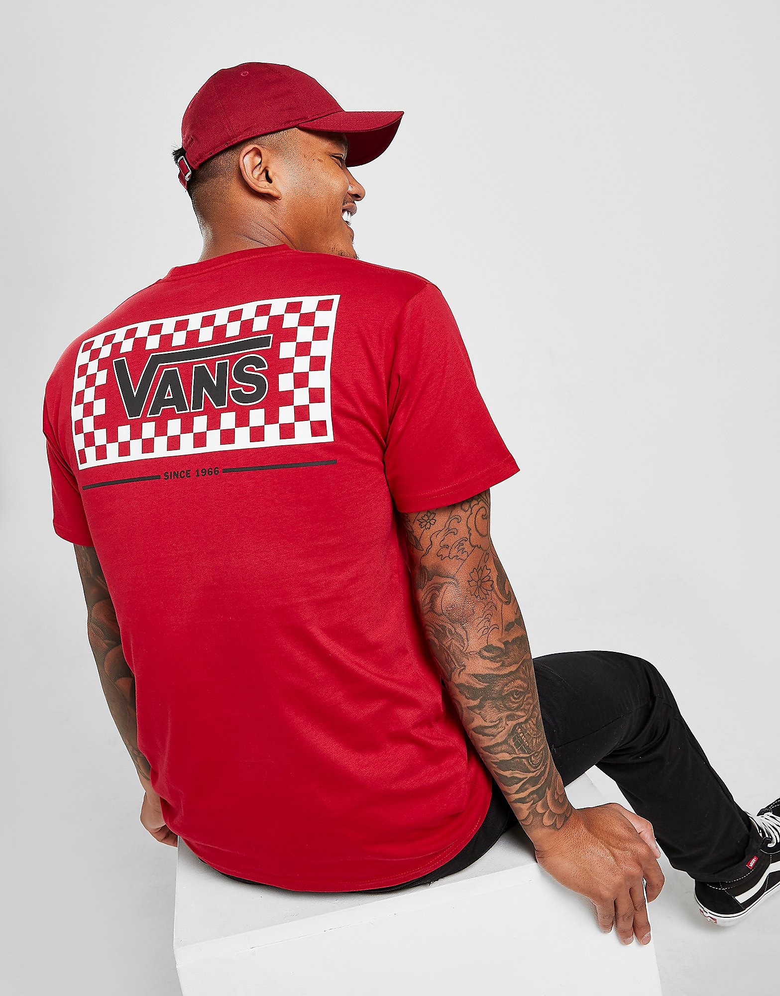 

Vans Box Check T-Shirt - Only at JD - Red - Mens, Red