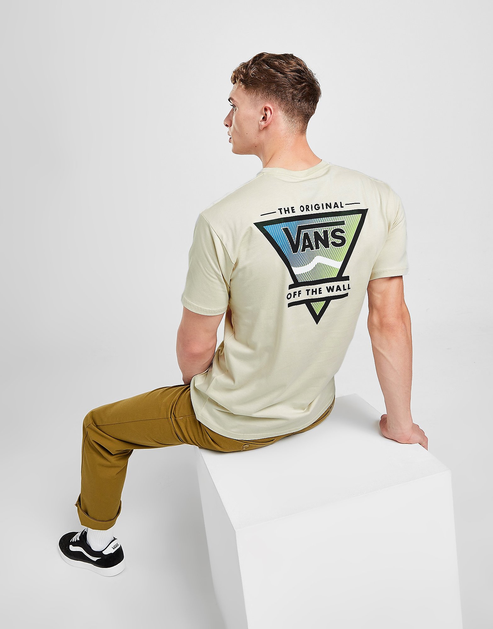 Vans Triangle Off The Wall Fade T-Shirt - Only at JD - White - Mens, White