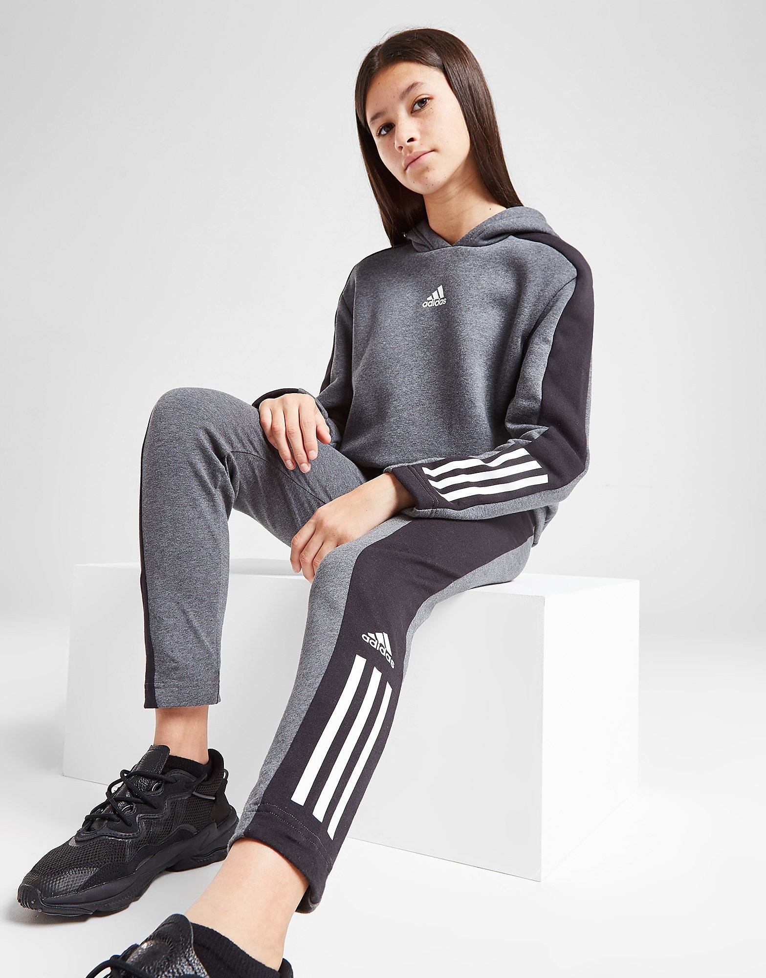 

adidas Girls' Badge of Sport Hoodie/Leggings Set Junior - Only at JD - Grey - Kids, Grey