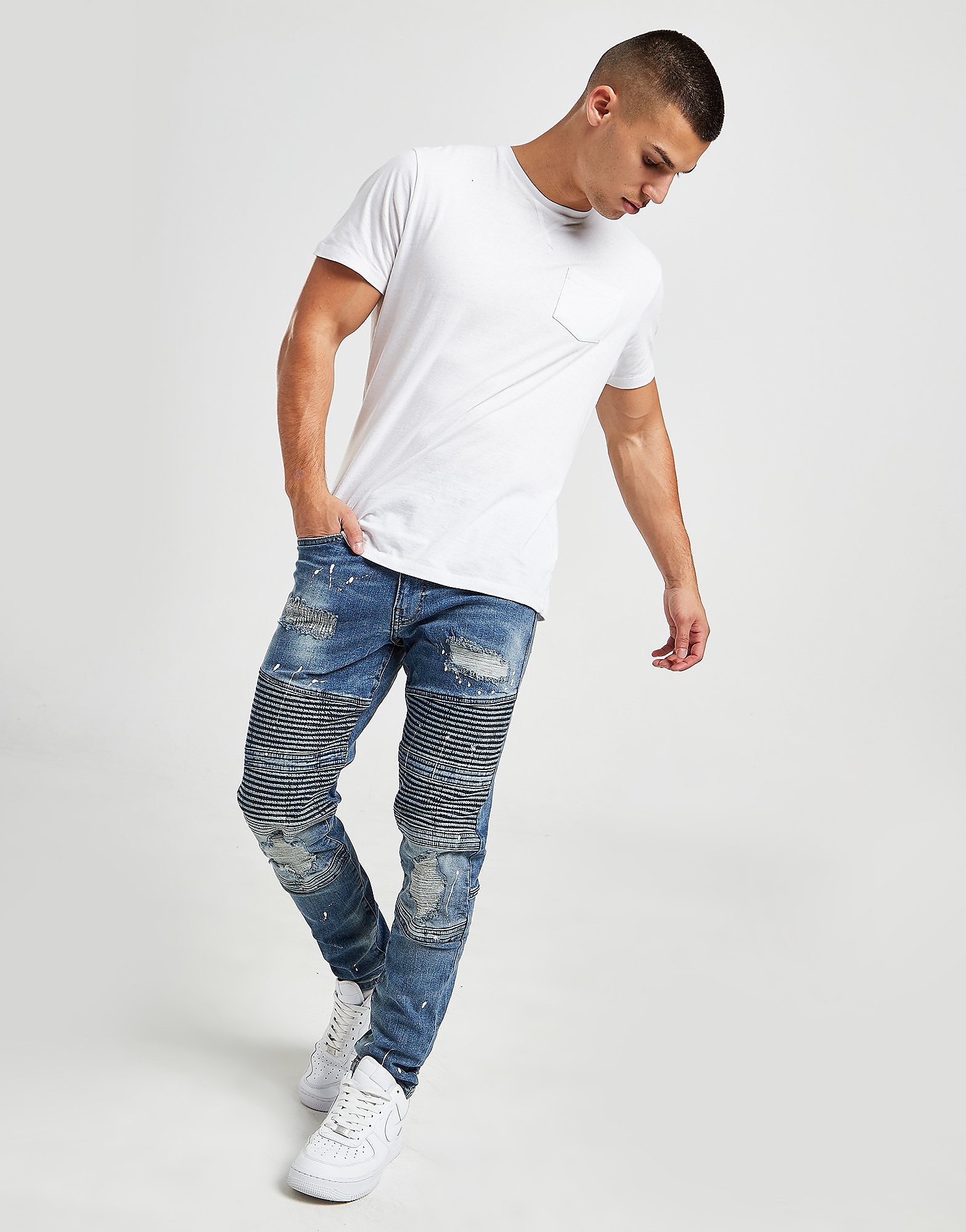 

Supply & Demand Biker Bleach Jeans - Blue, Blue
