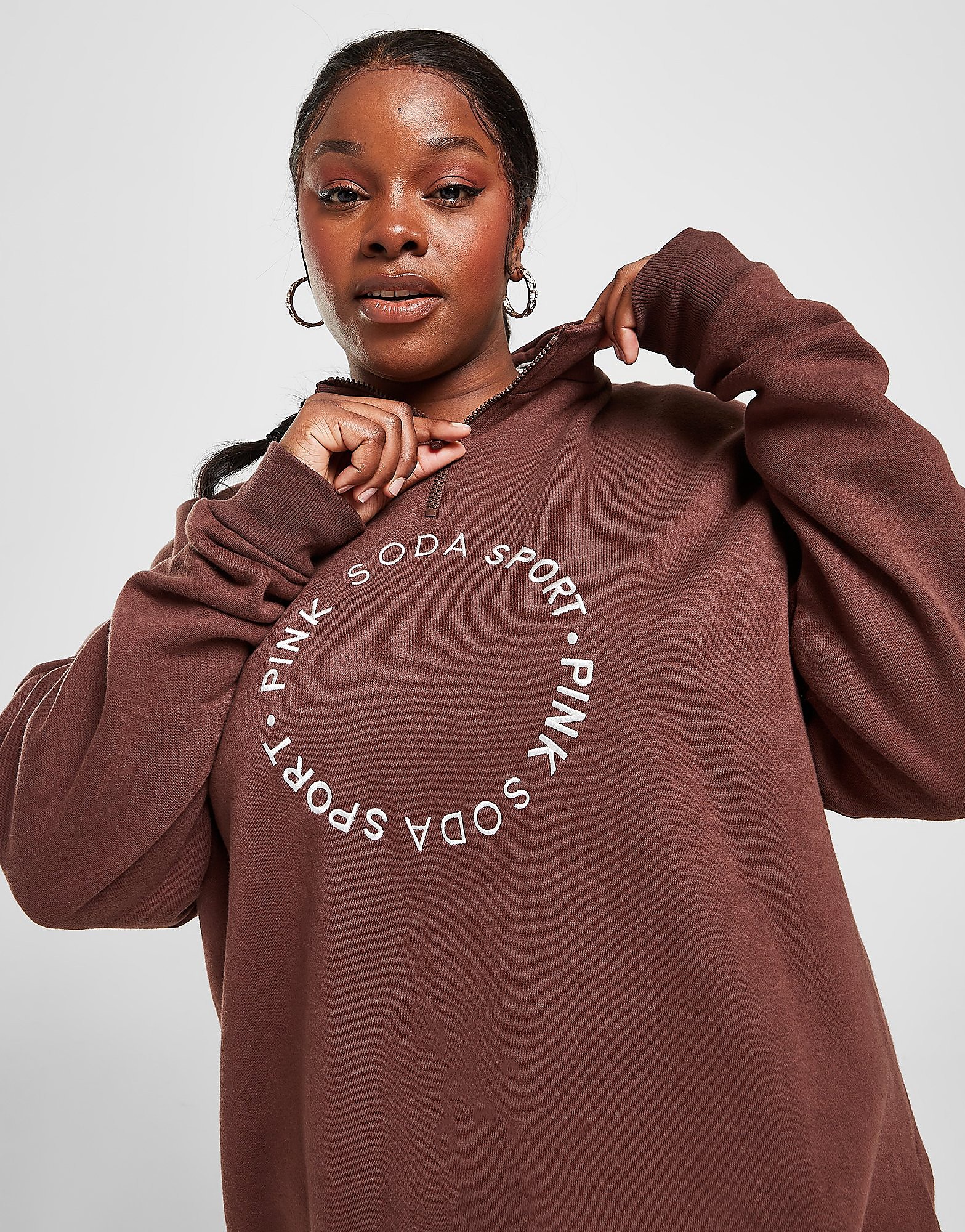 

Pink Soda Sport Plus Size Circle Boyfriend 1/4 Zip Sweatshirt - Only at JD - Brown - Womens, Brown