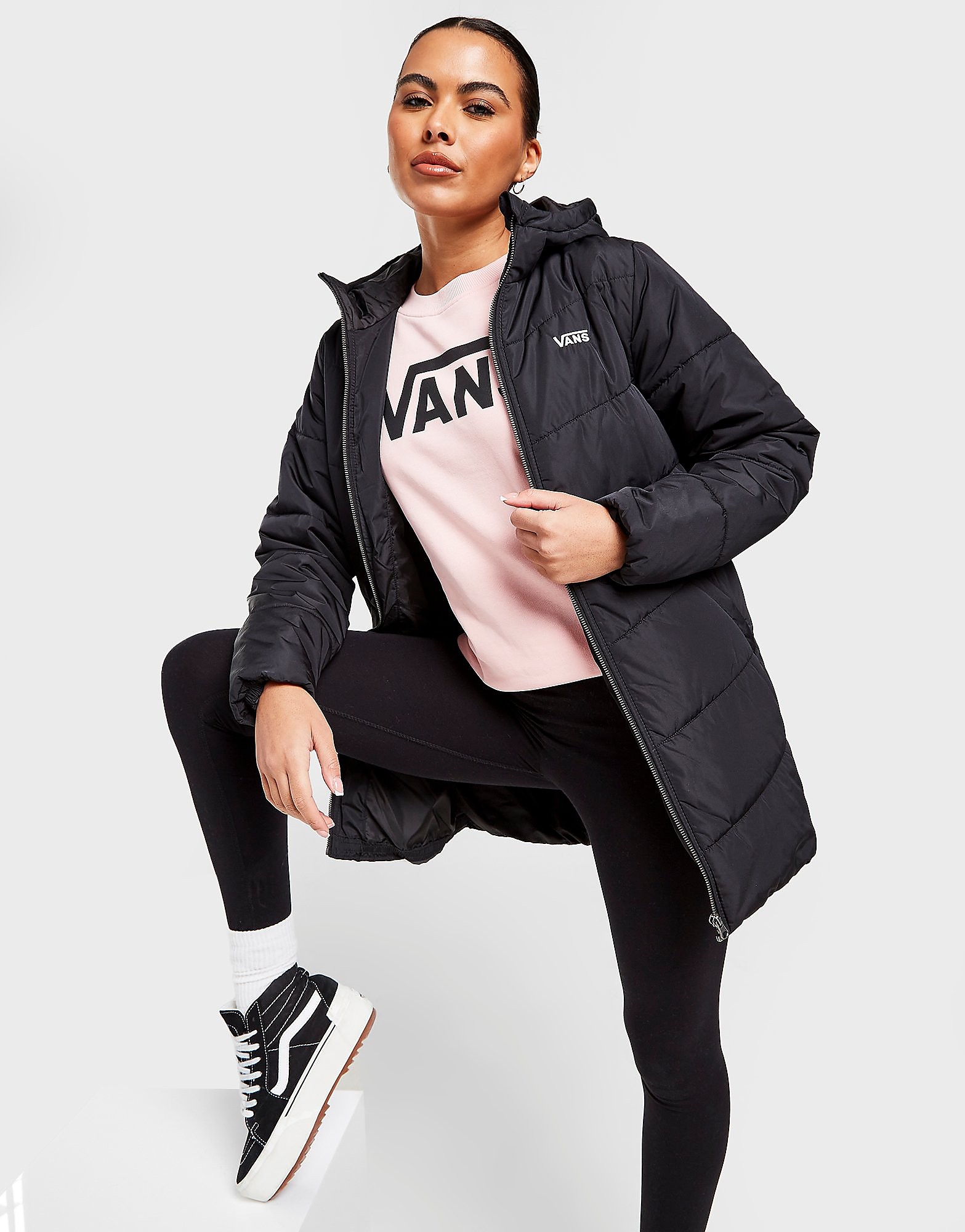 

Vans Padded Longline Jacket - Black - Womens, Black