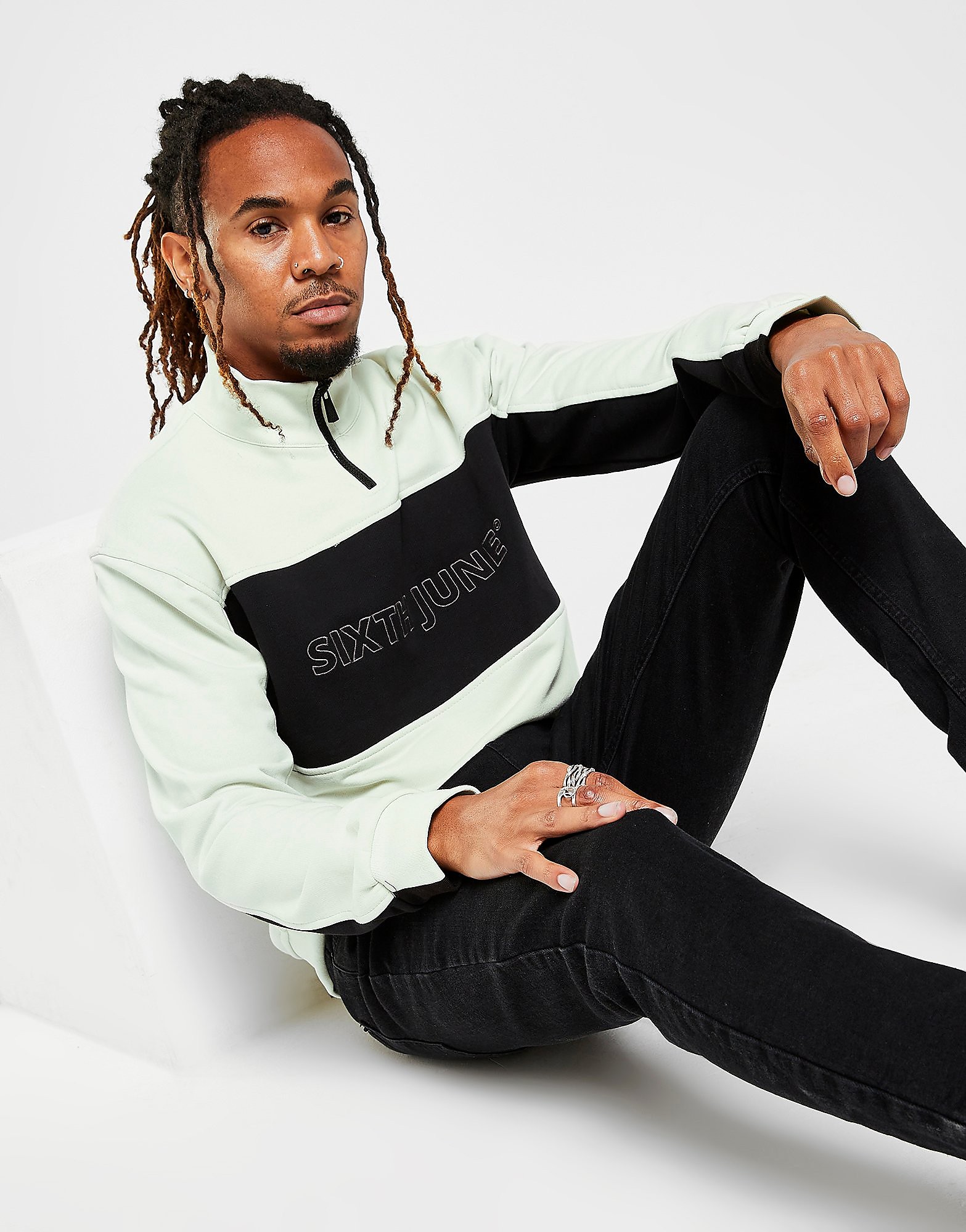 

Sixth June Poly Panel 1/4 Zip Top - White - Mens, White
