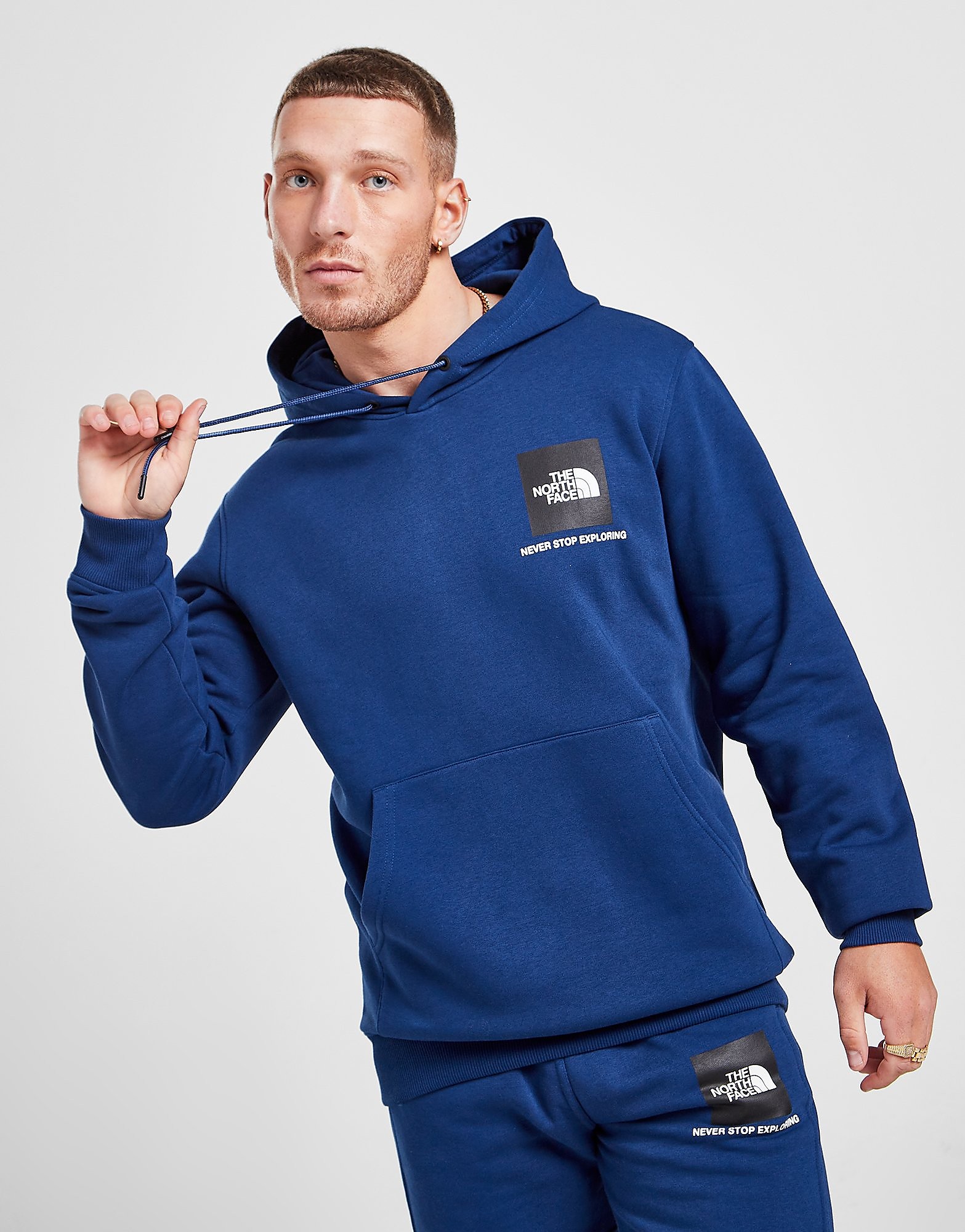 The North Face Fine Box Overhead Hoodie - Blue - Mens, Blue