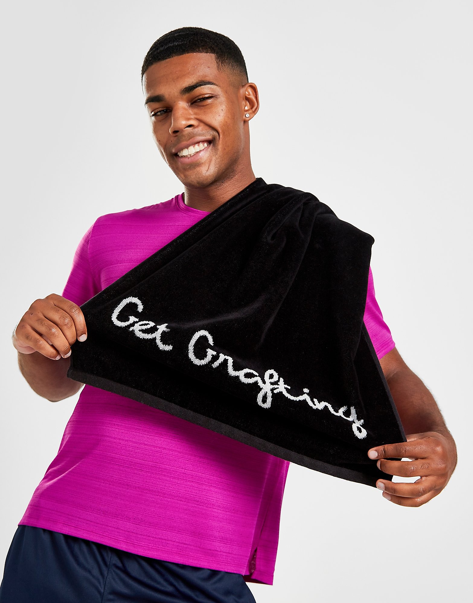 

JD Love Island Get Grafting Gym Towel - Black - Womens, Black