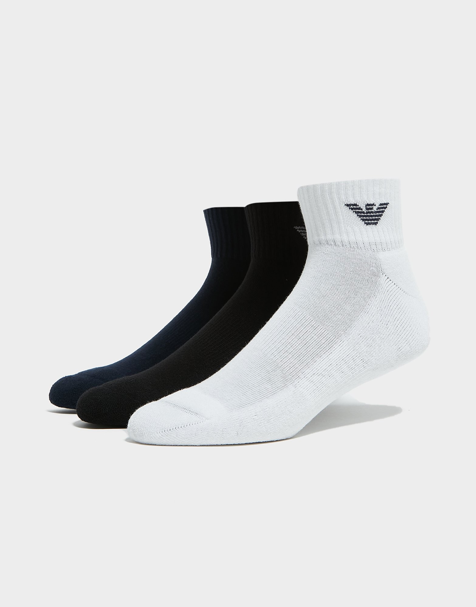 

Emporio Armani 3-Pack Trainer Socks - White/Black - Mens, White/Black