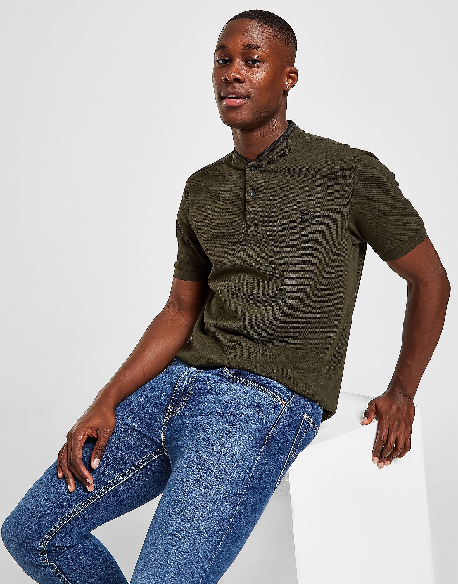 

Fred Perry Bomber Collar Polo Shirt - Green - Mens, Green