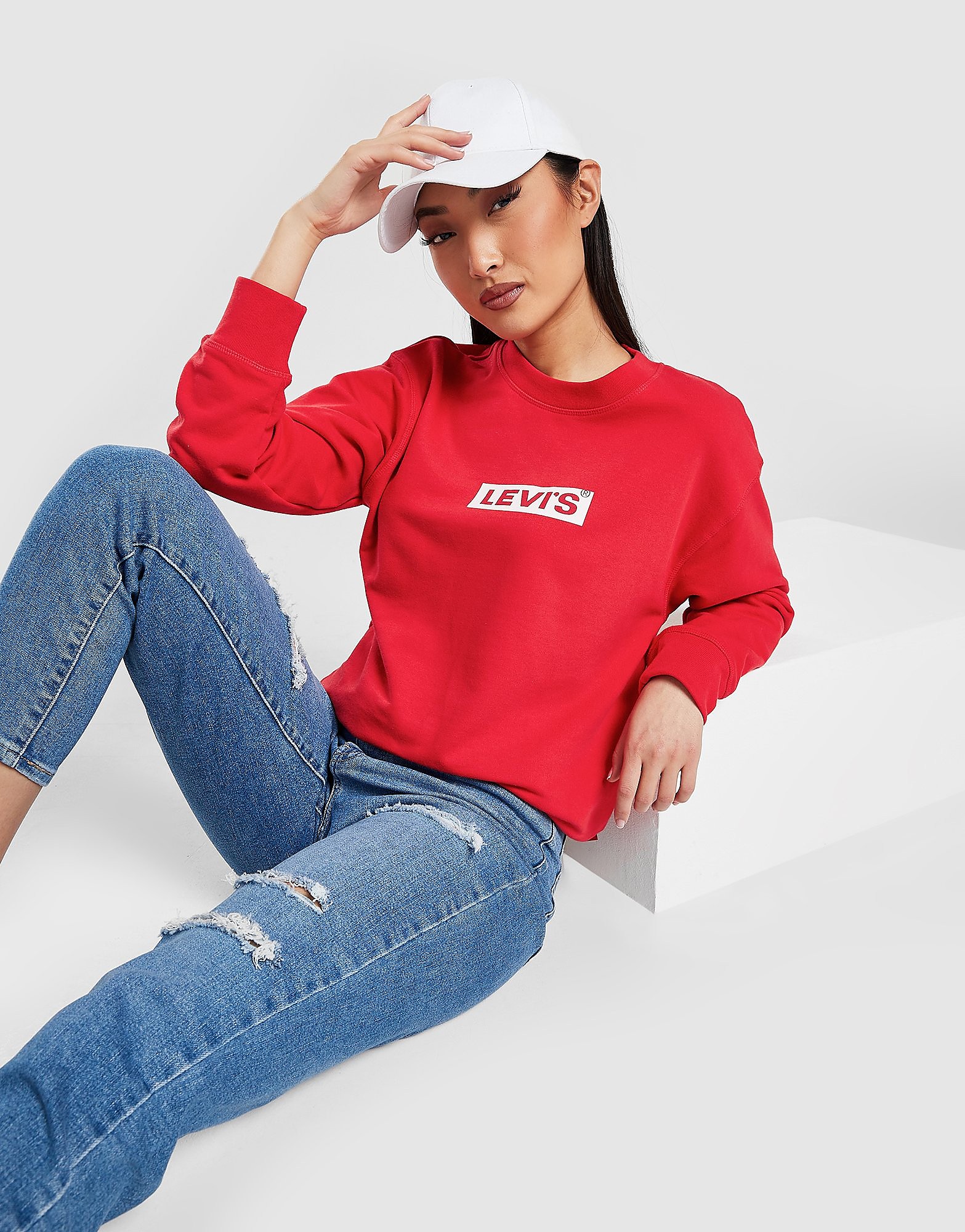 

Levis Boxtab Crew Sweatshirt - Red - Womens, Red